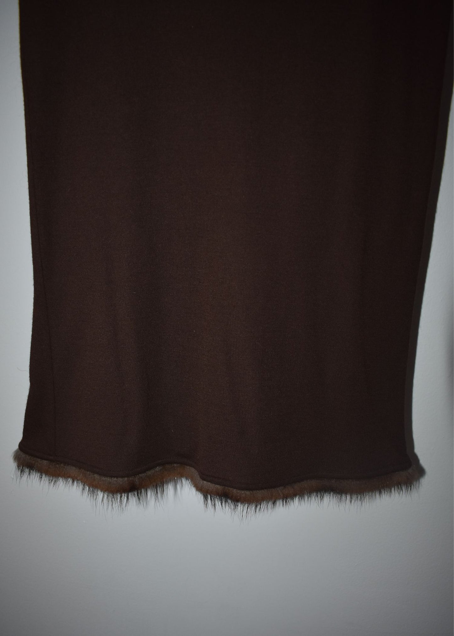 Blumarine Chocolate Brown Fur Trim Skirt