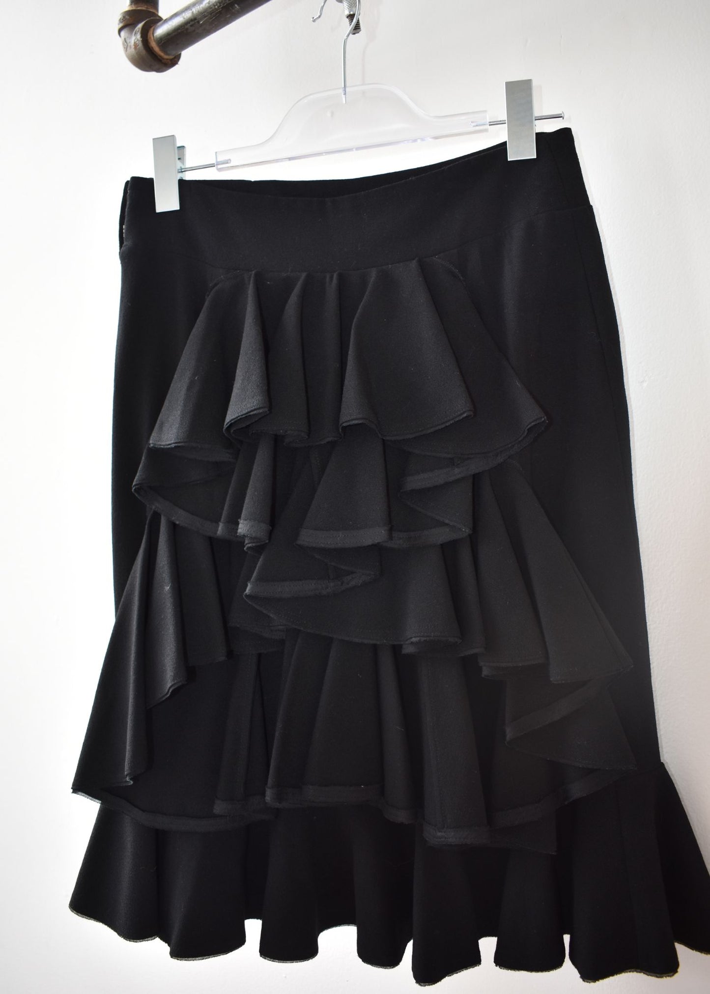 Keita Maruyama Wool Blend Back Bustle Skirt
