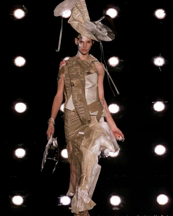 Galliano SS2001 Spanish Gazette Print Flare Pants