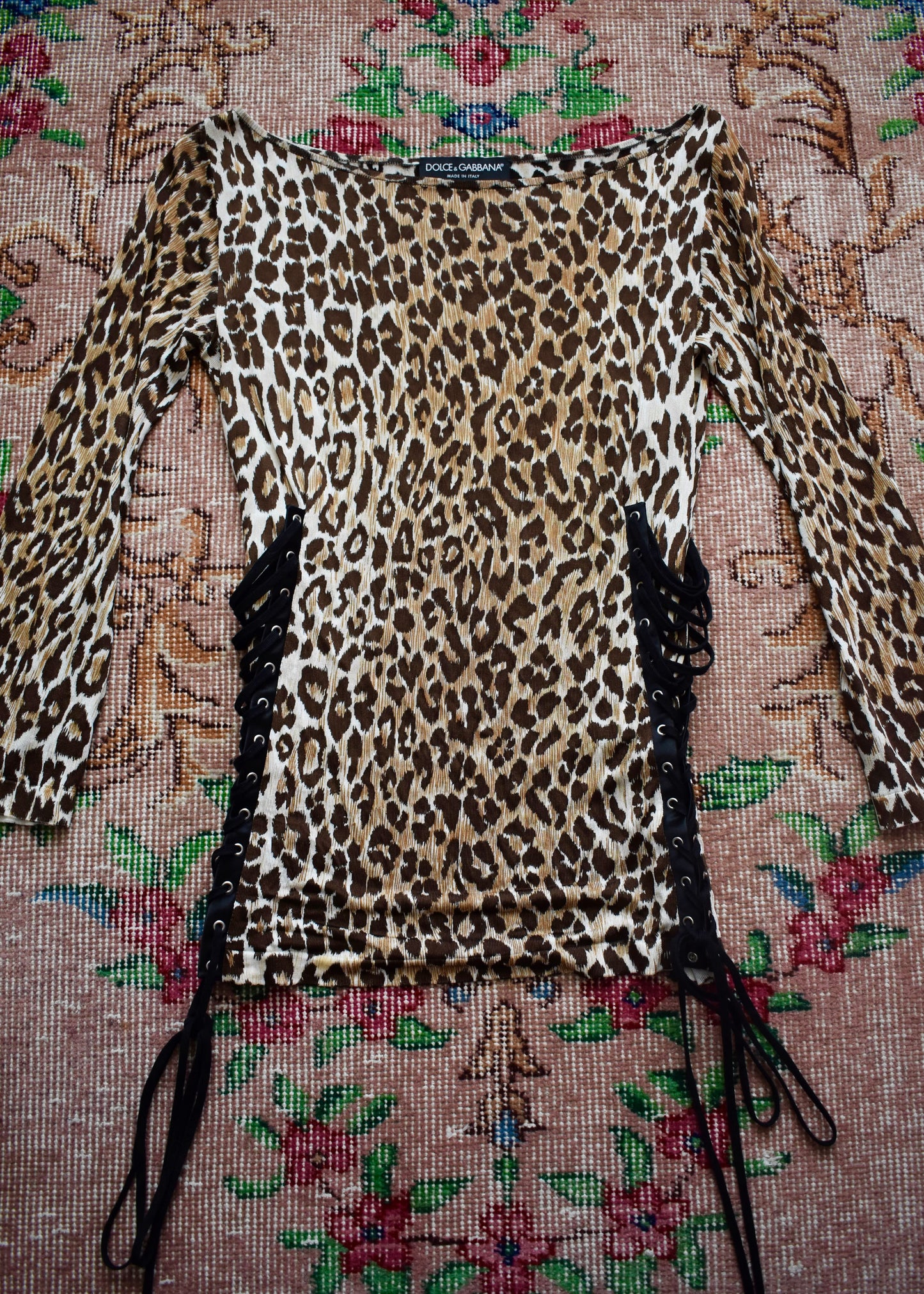 Dolce & Gabbana Cheetah Print Lace Up Top