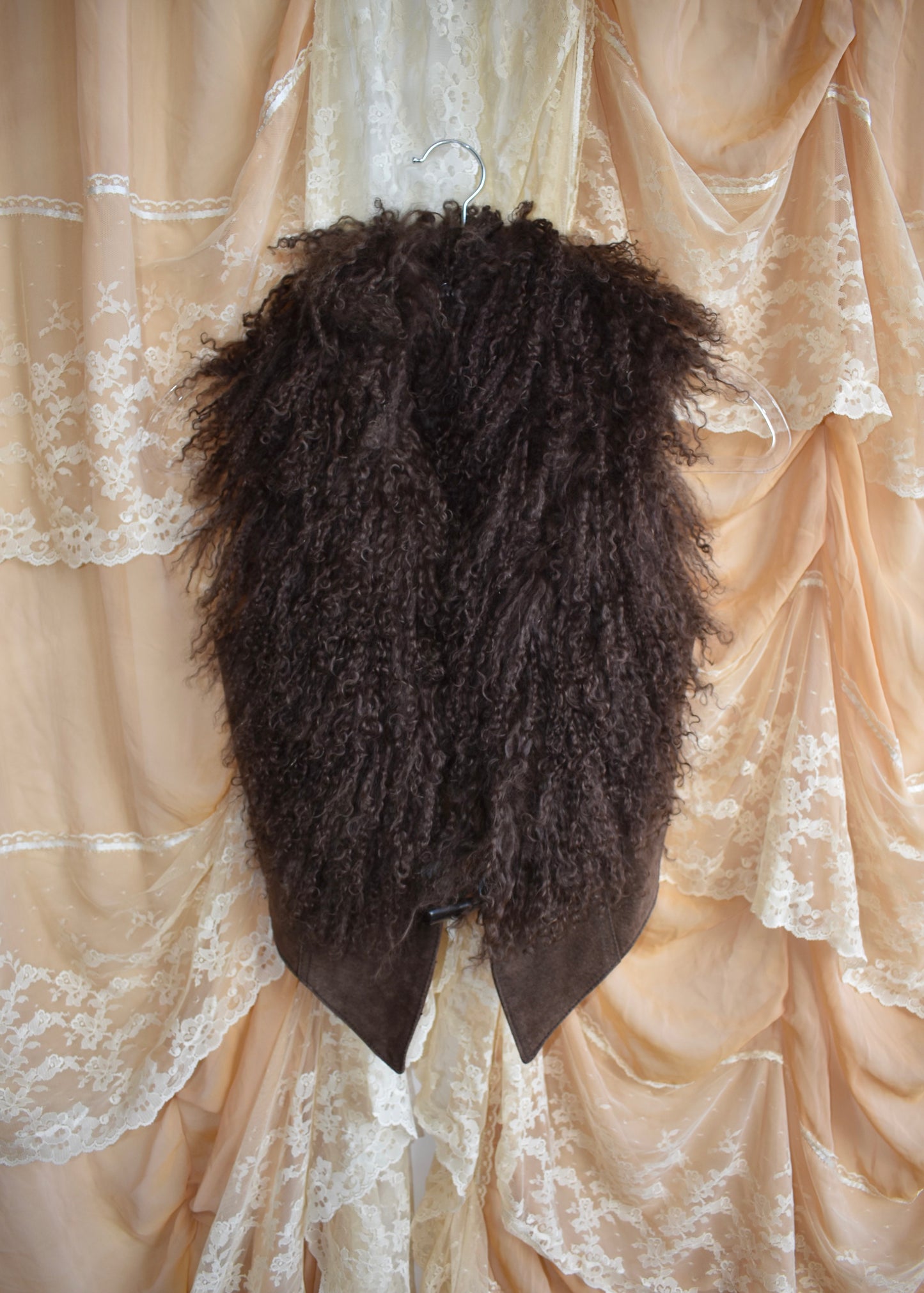 GOA 2-Way Suede Vest with Shearling Collar
