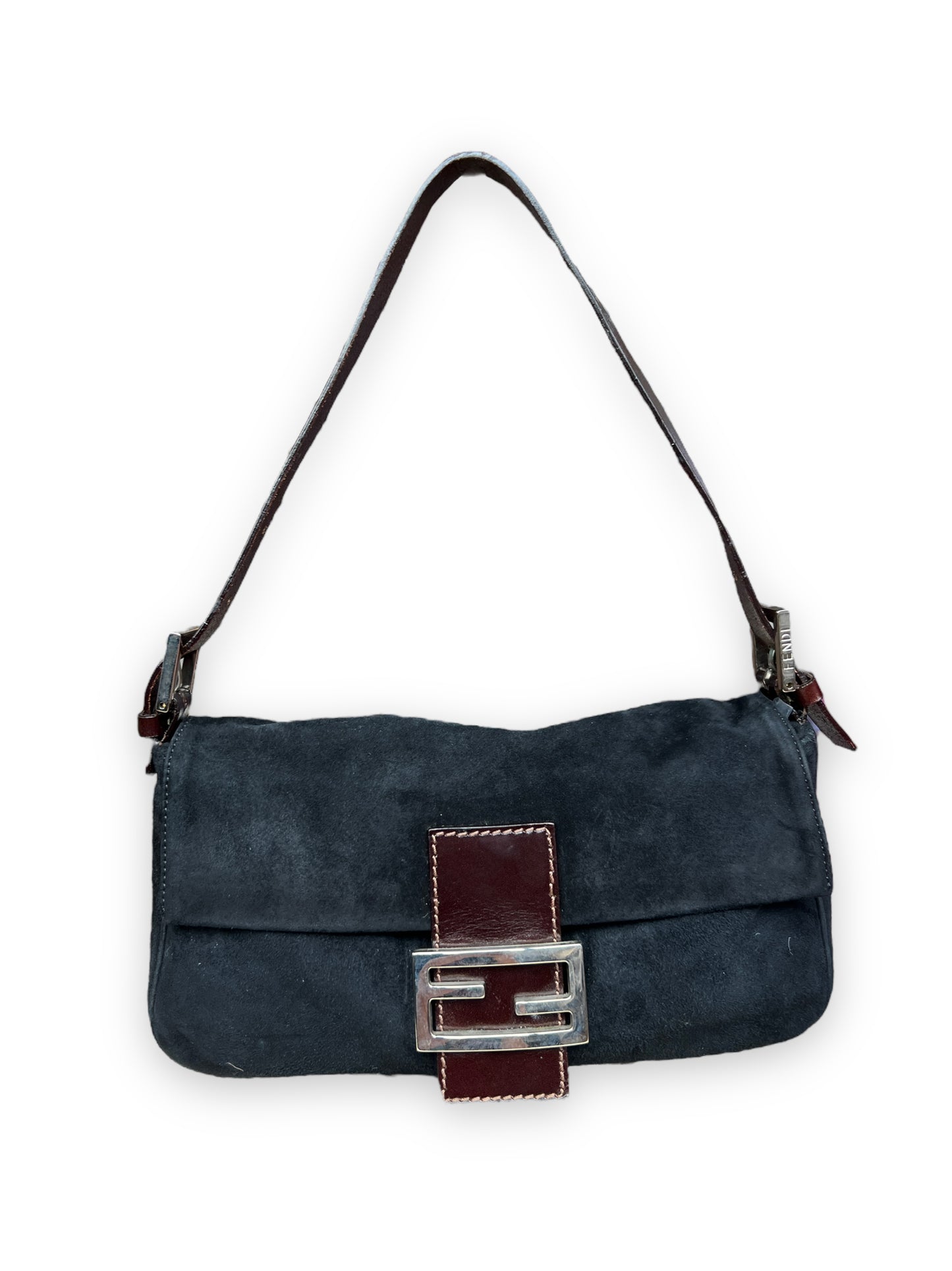 Fendi Baguette Bag - Black Suede
