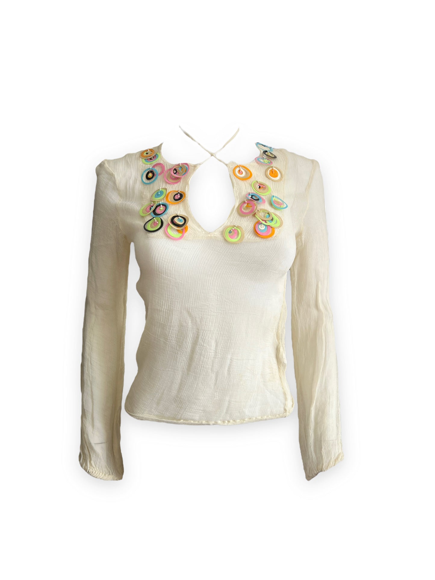 Maurizio Pecoraro SS2003 Chiffon & Sequin Peasant Blouse