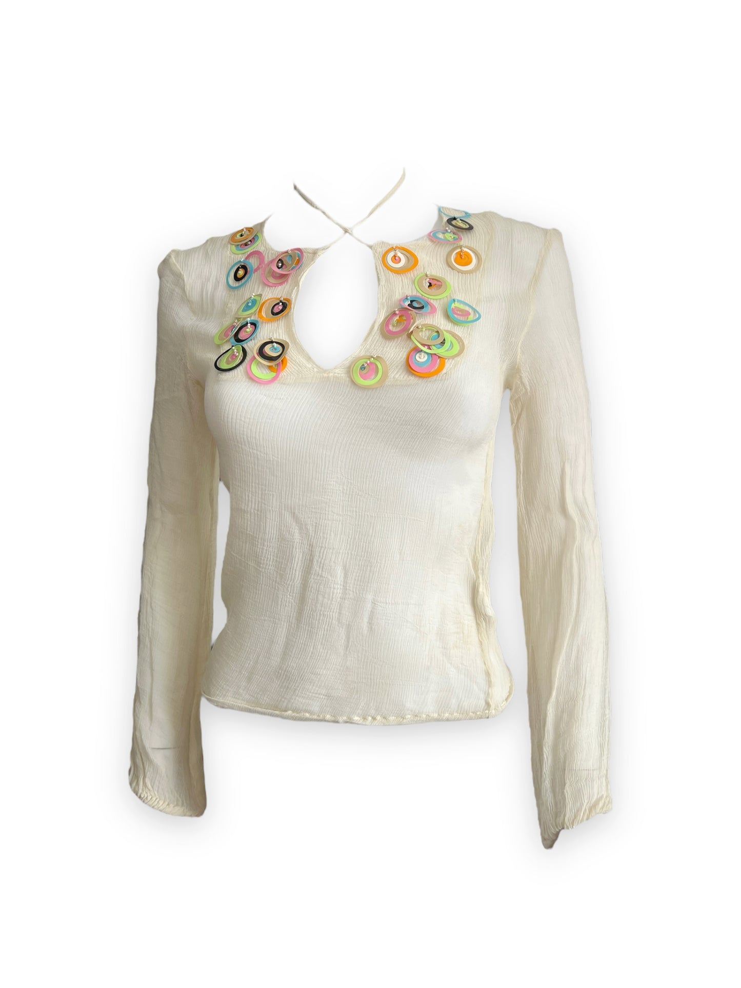 Maurizio Pecoraro SS2003 Chiffon & Sequin Peasant Blouse
