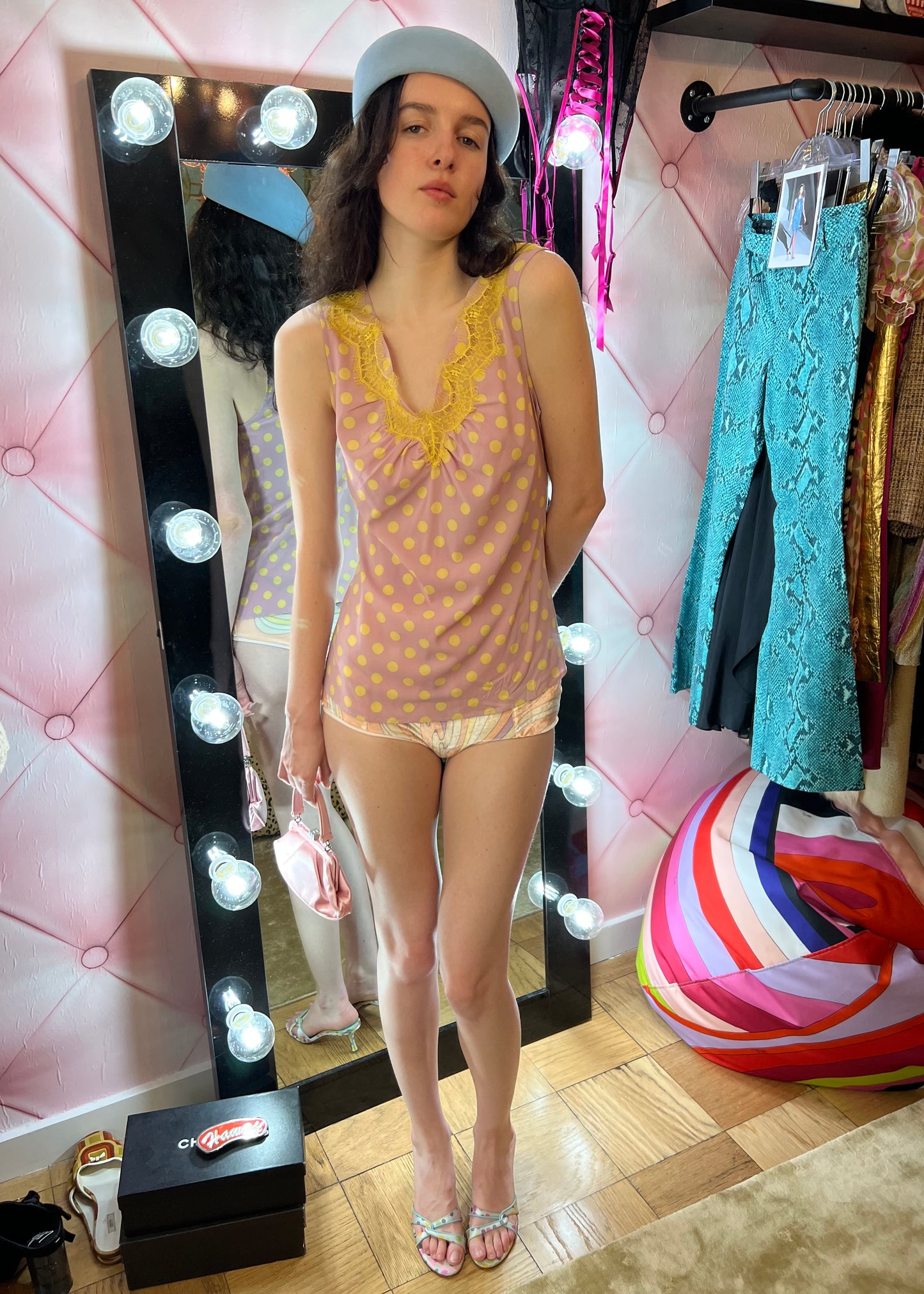 Galliano 2005 Polkadot Silk Tanktop
