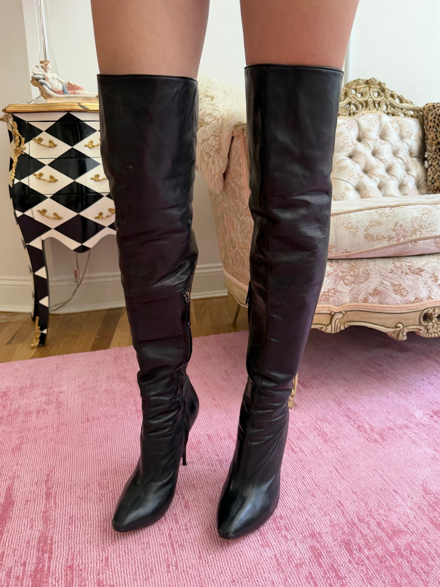 Alexander McQueen 2003 Lace-Up Black Leather Boots