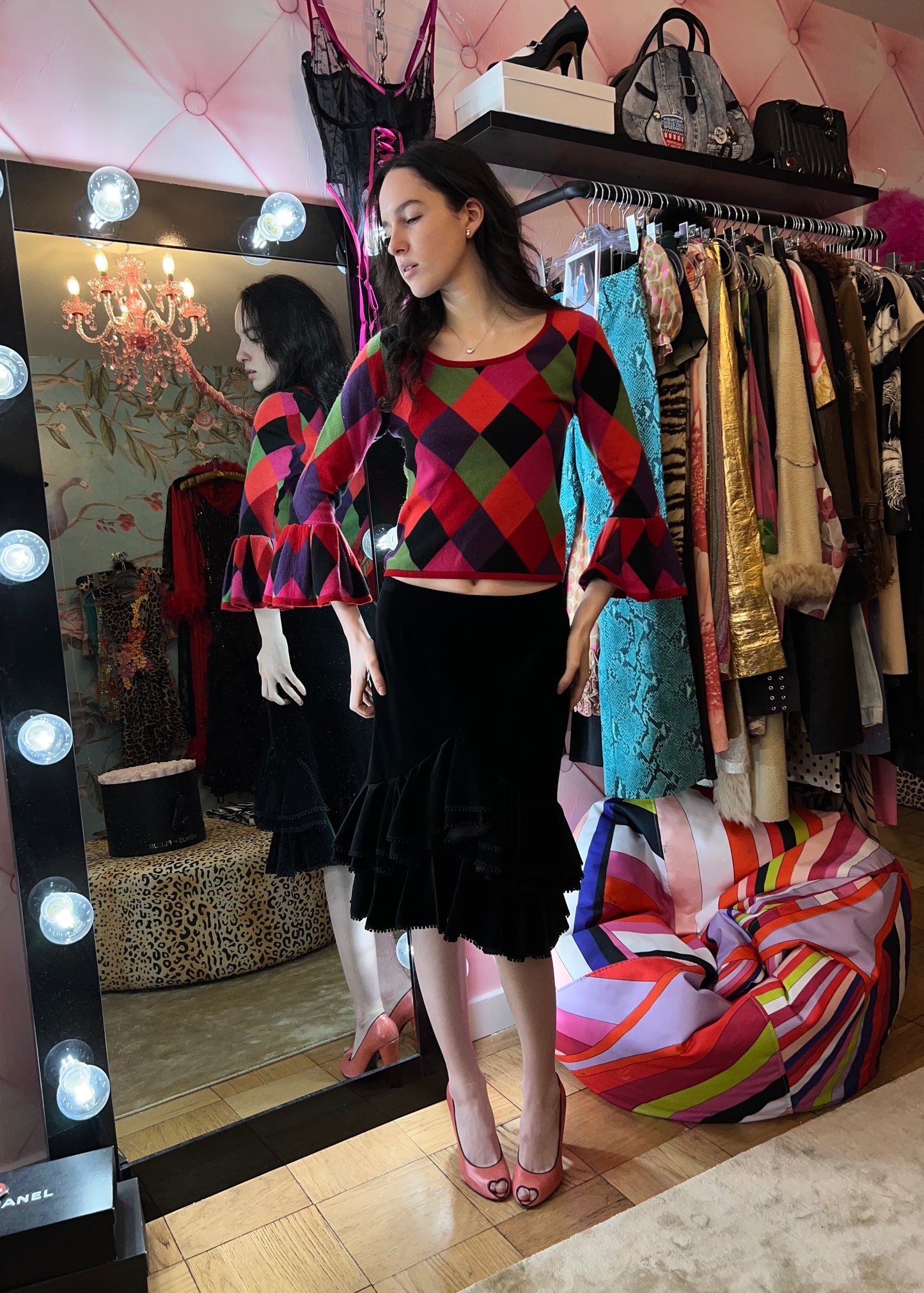 Keita Maruyama Multi-Color Harlequin Print Sweater