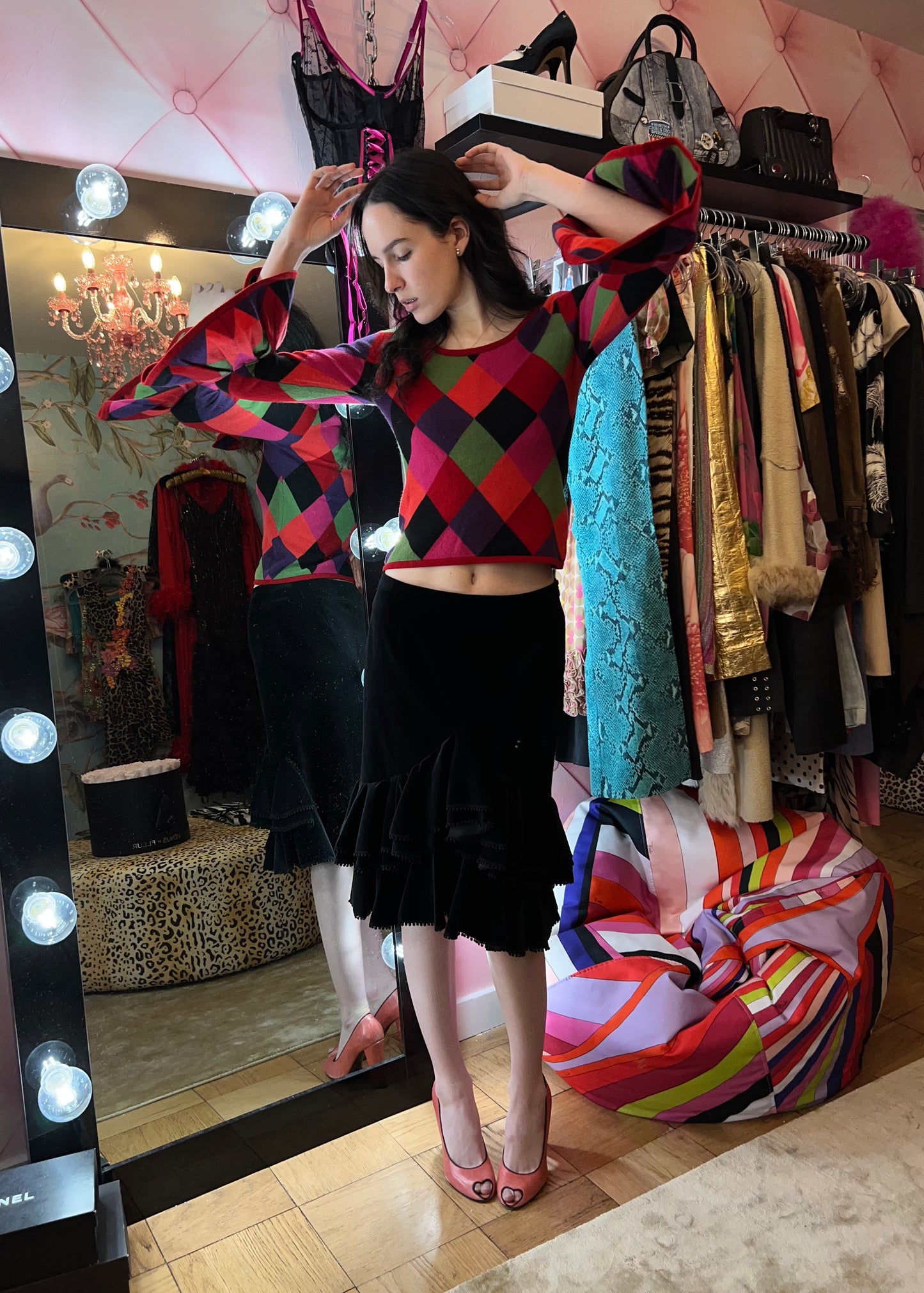 Keita Maruyama Multi-Color Harlequin Print Sweater