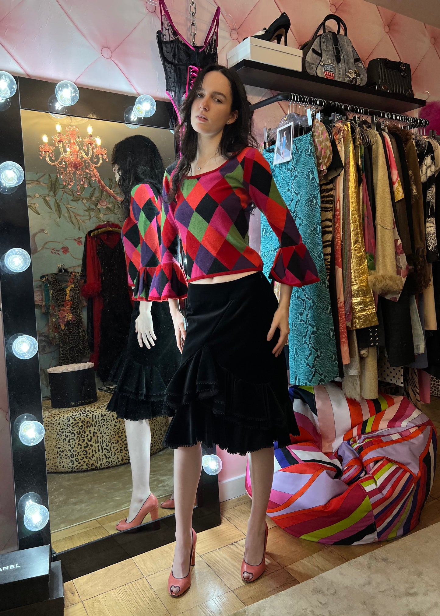 Keita Maruyama Multi-Color Harlequin Print Sweater