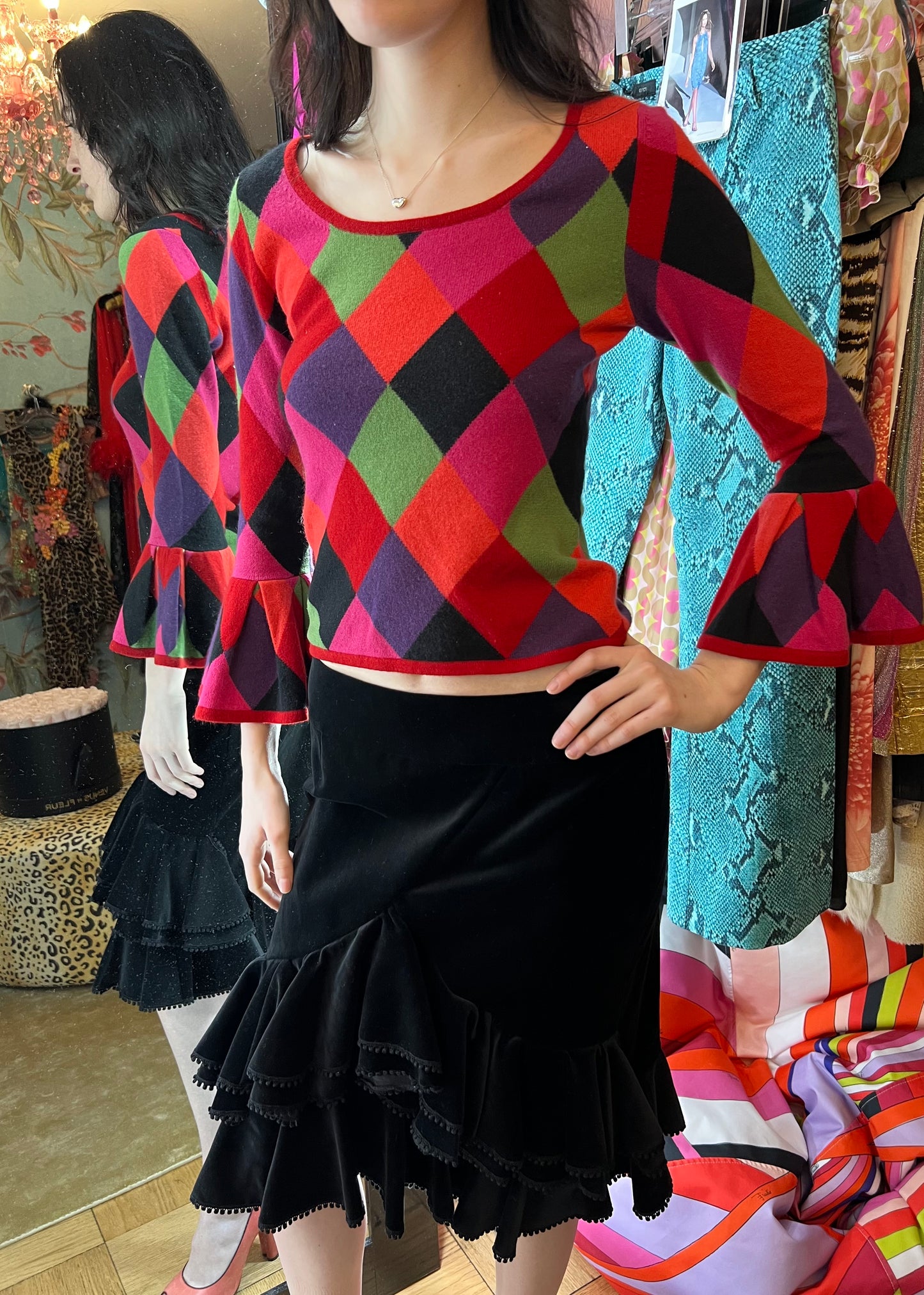 Keita Maruyama Multi-Color Harlequin Print Sweater