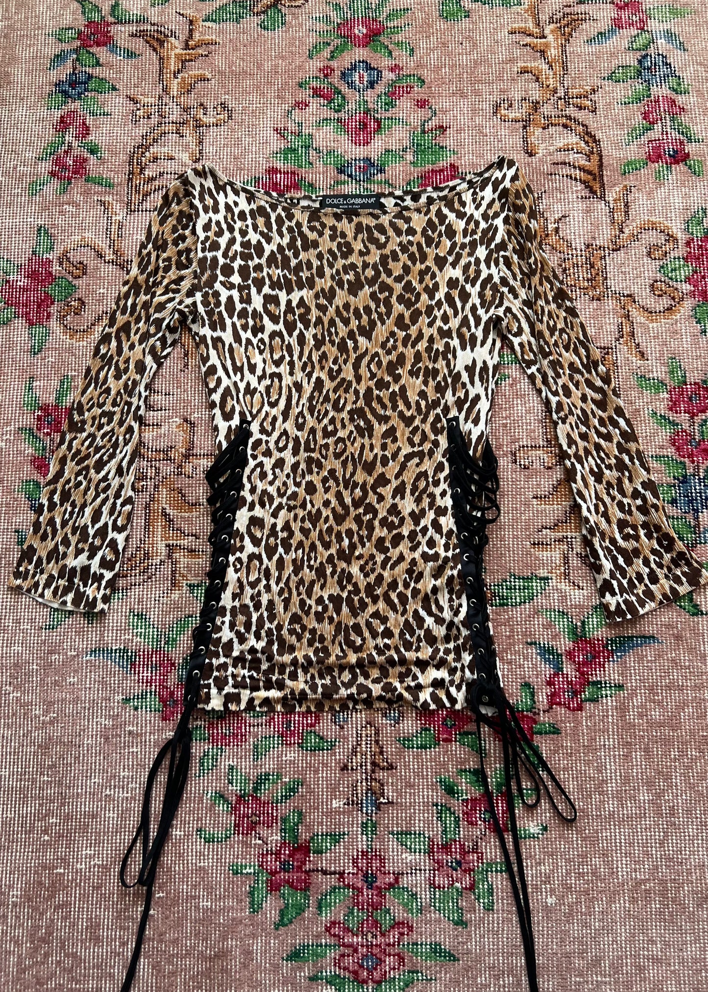 Dolce & Gabbana Cheetah Print Lace Up Top