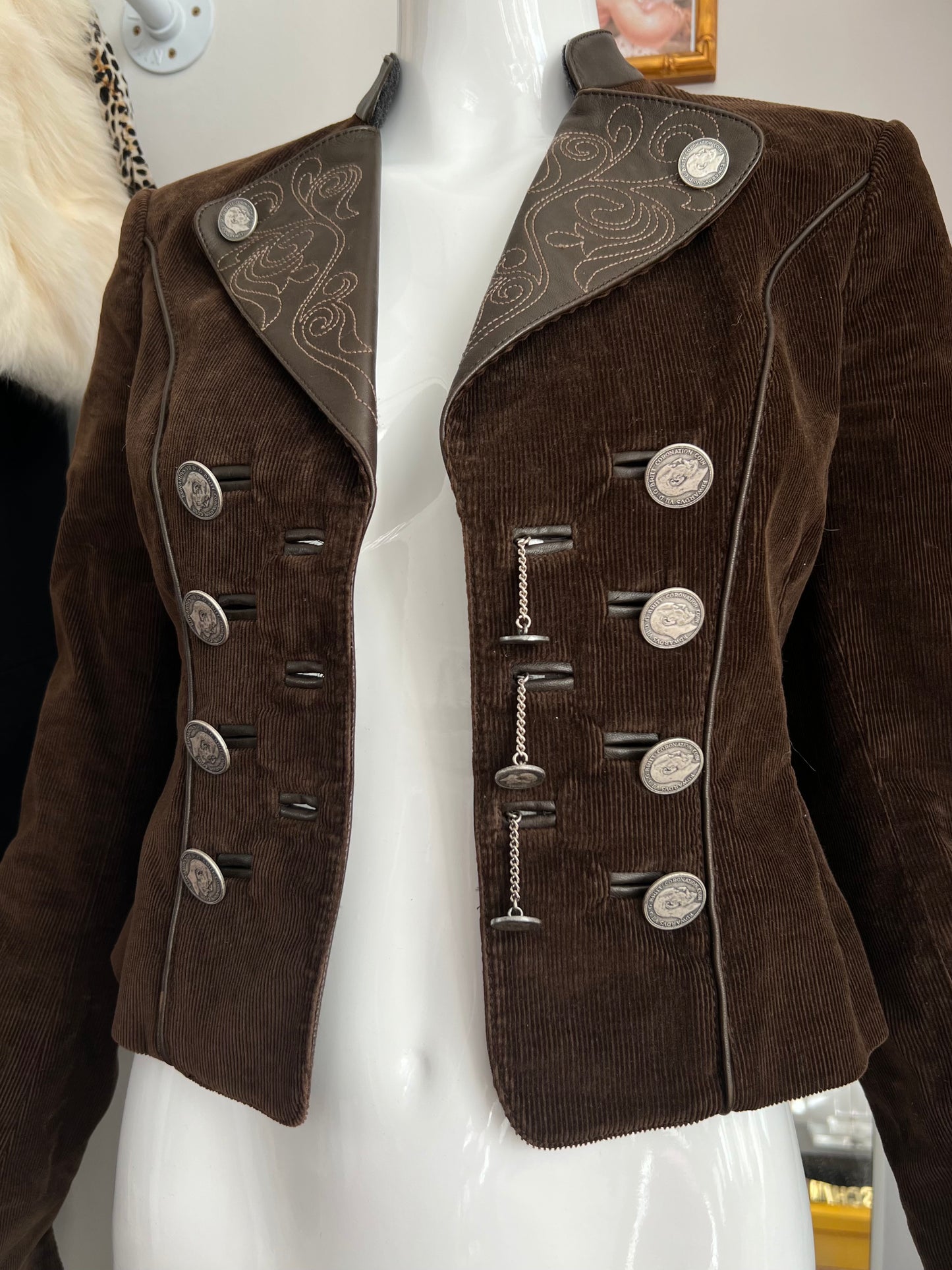 Dolce & Gabbana FW2002 Cropped Corduroy Coin Jacket & Rope Belt
