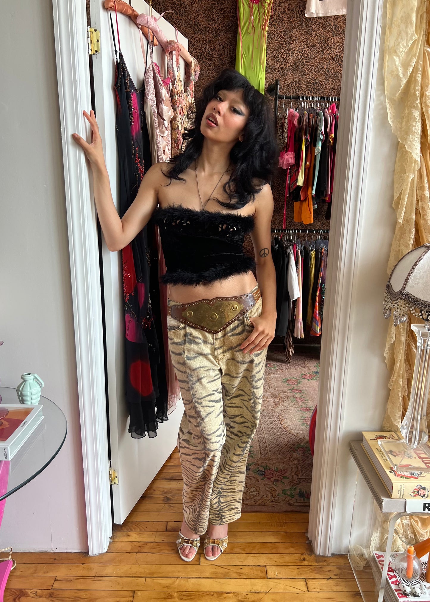 Voyage Velvet Fur Trim Tube Top