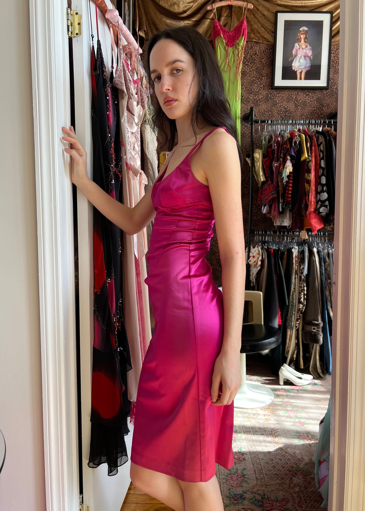 D&G Pink Satin Midi Dress