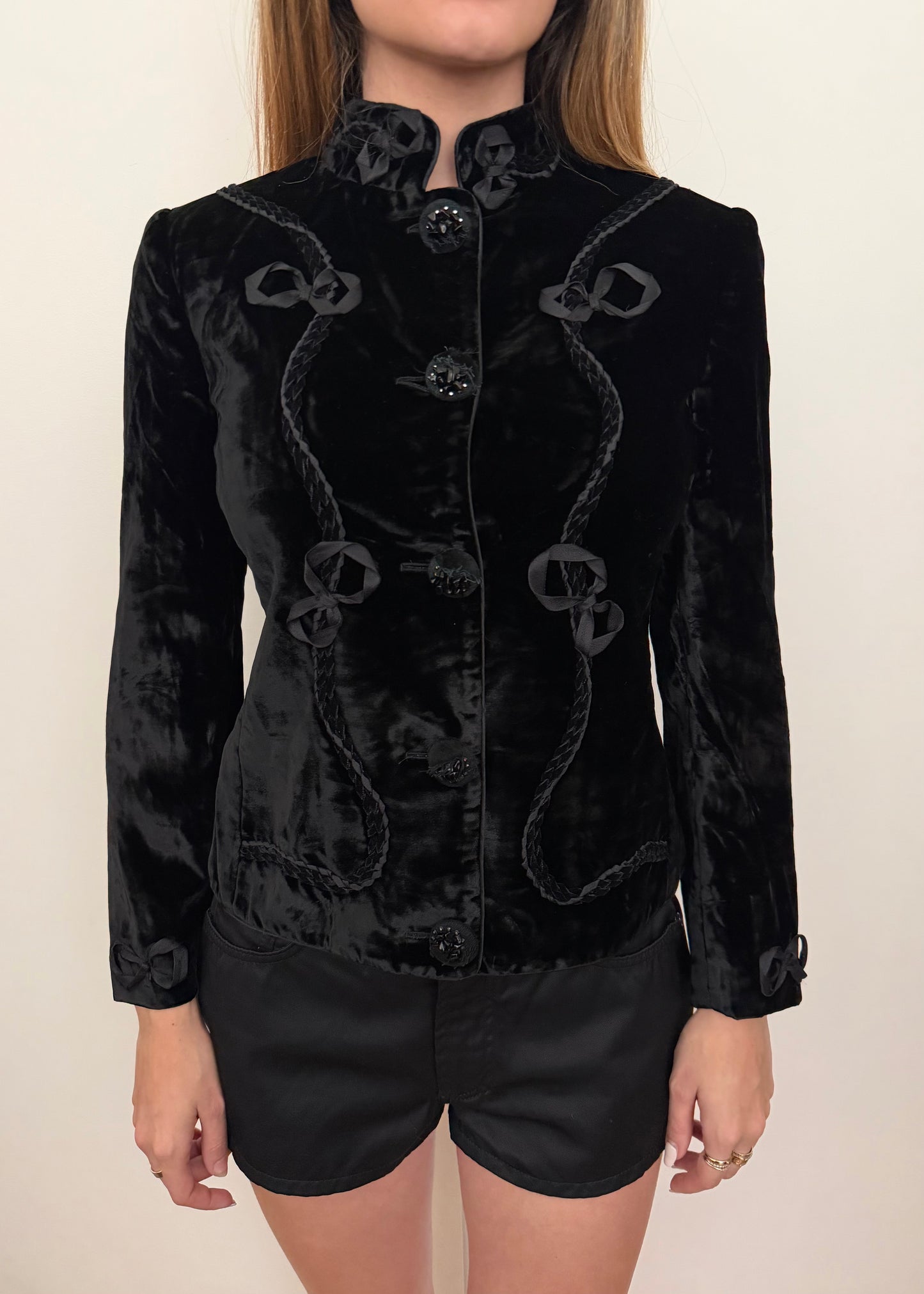 Blumarine Velvet Ribbon Embroidered Jacket