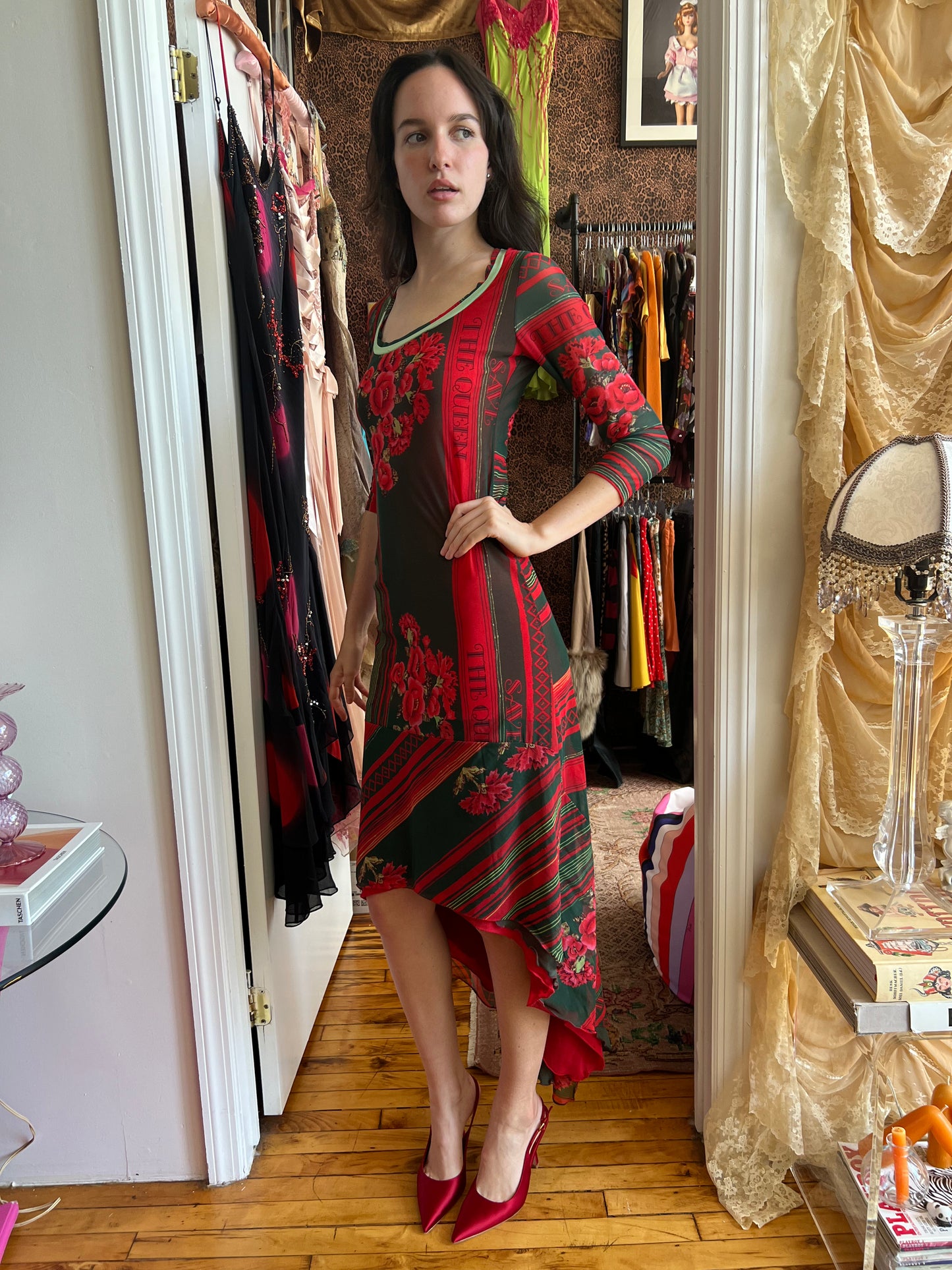 Save The Queen Mesh Roses High/Low Dress