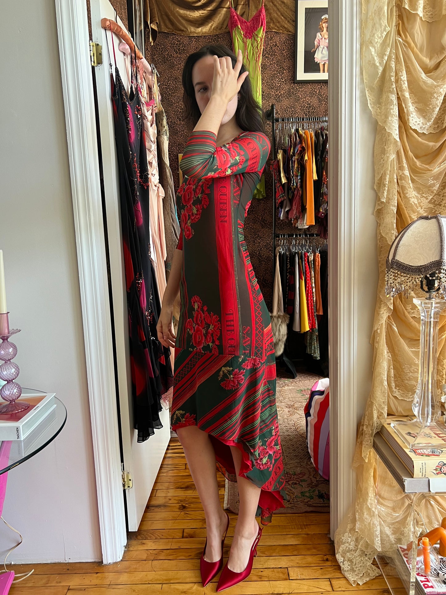 Save The Queen Mesh Roses High/Low Dress
