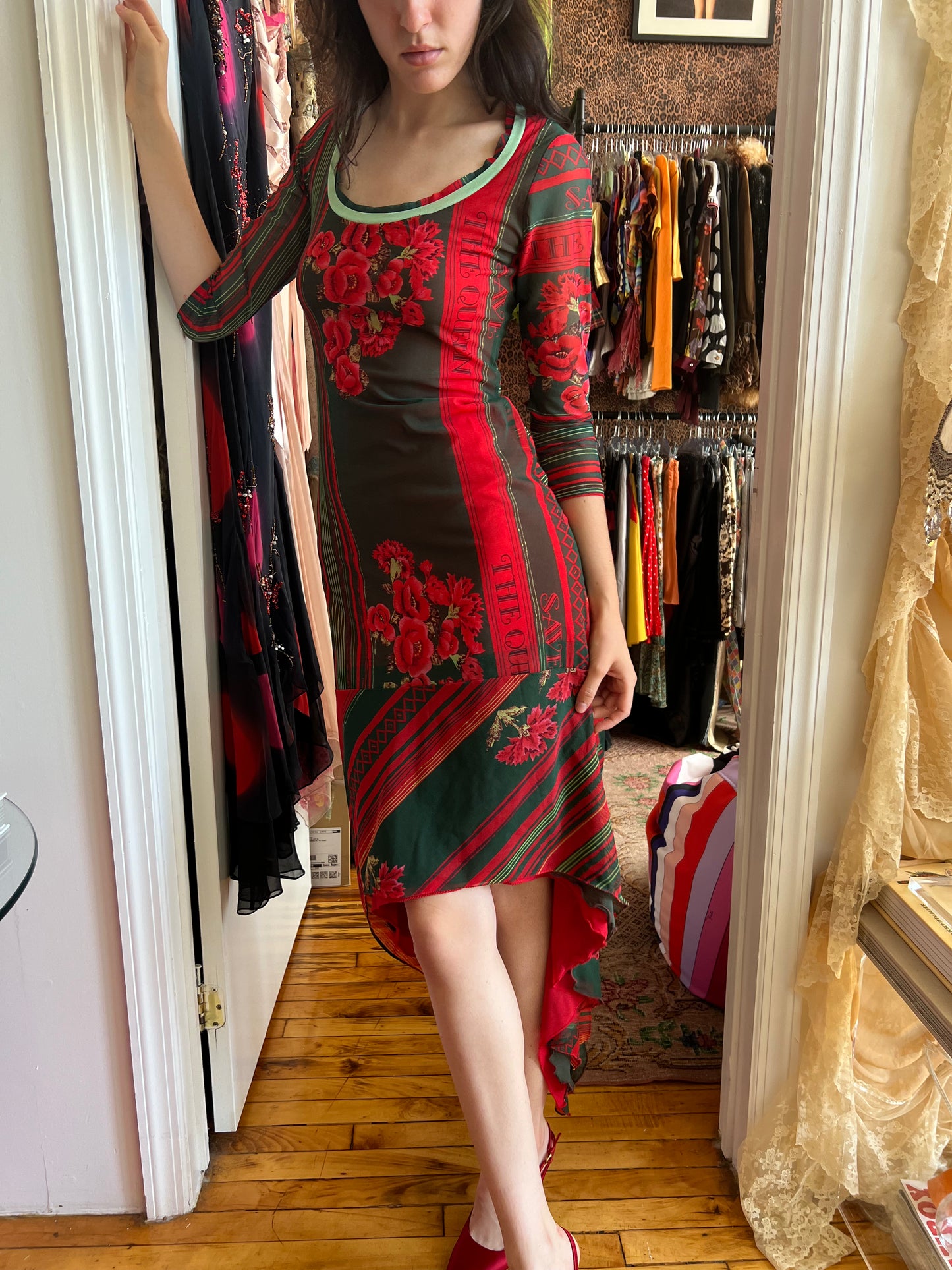 Save The Queen Mesh Roses High/Low Dress