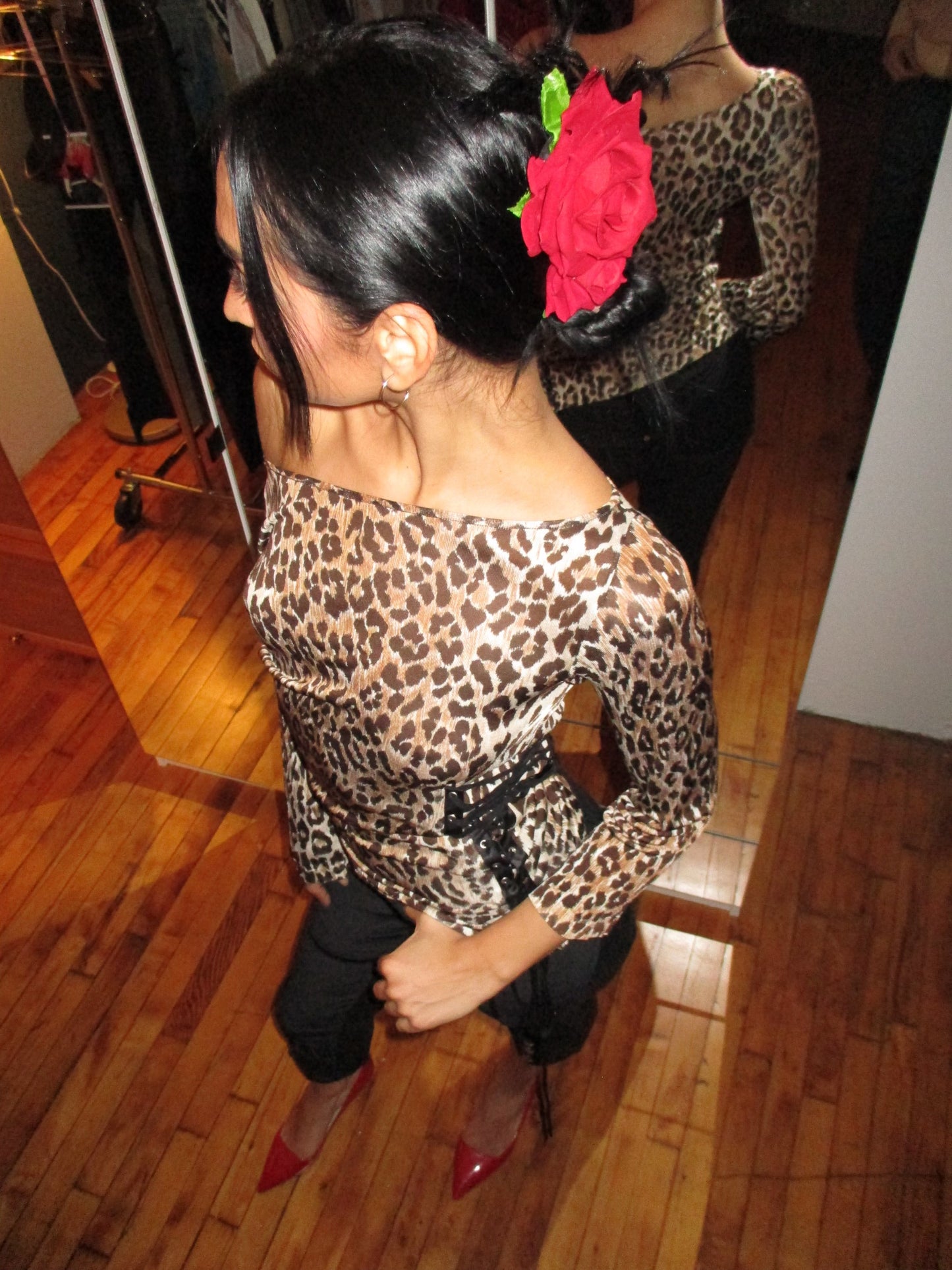 Dolce & Gabbana Cheetah Print Lace Up Top