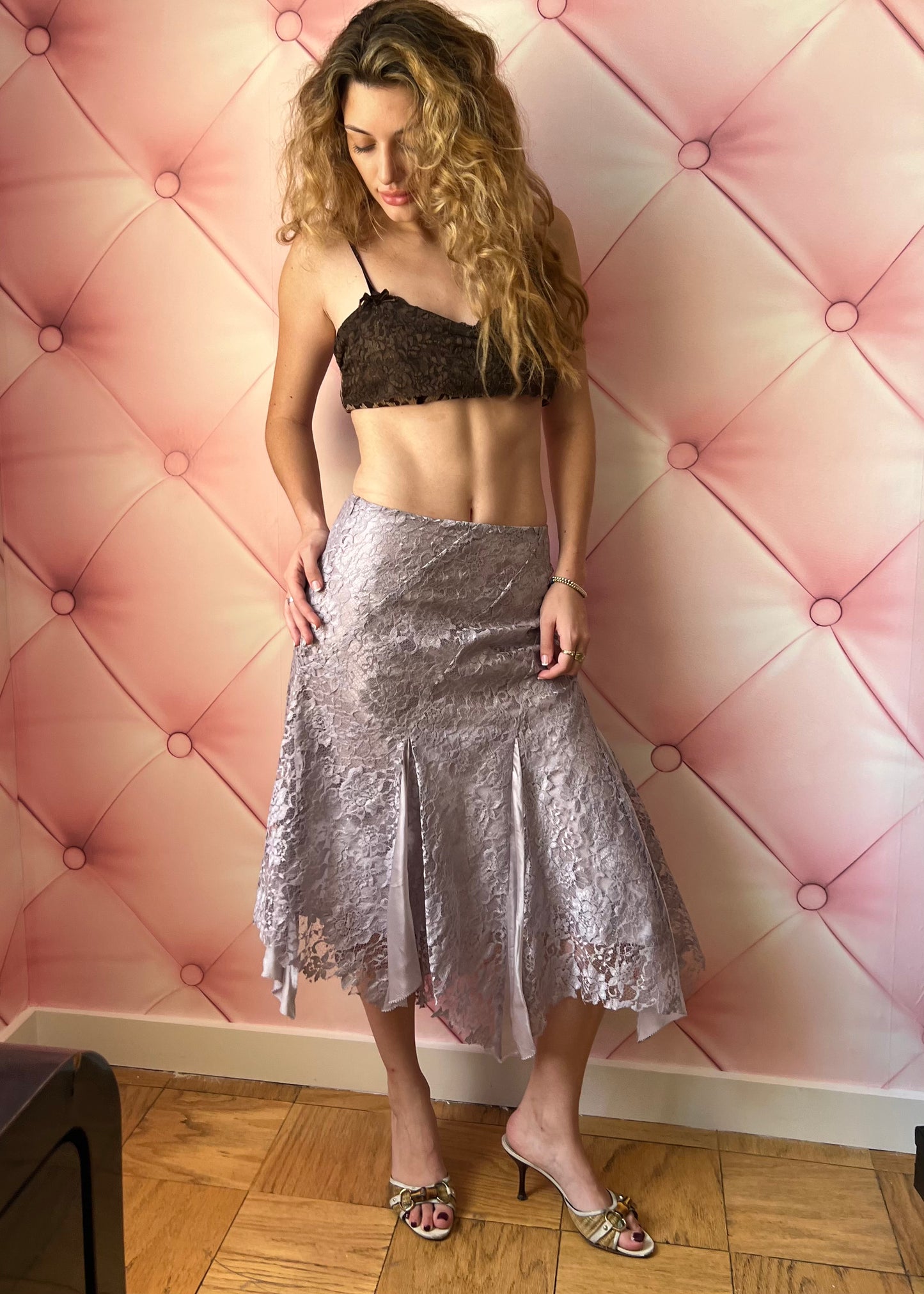 Made in France Lavender Lace & Silk Skirt