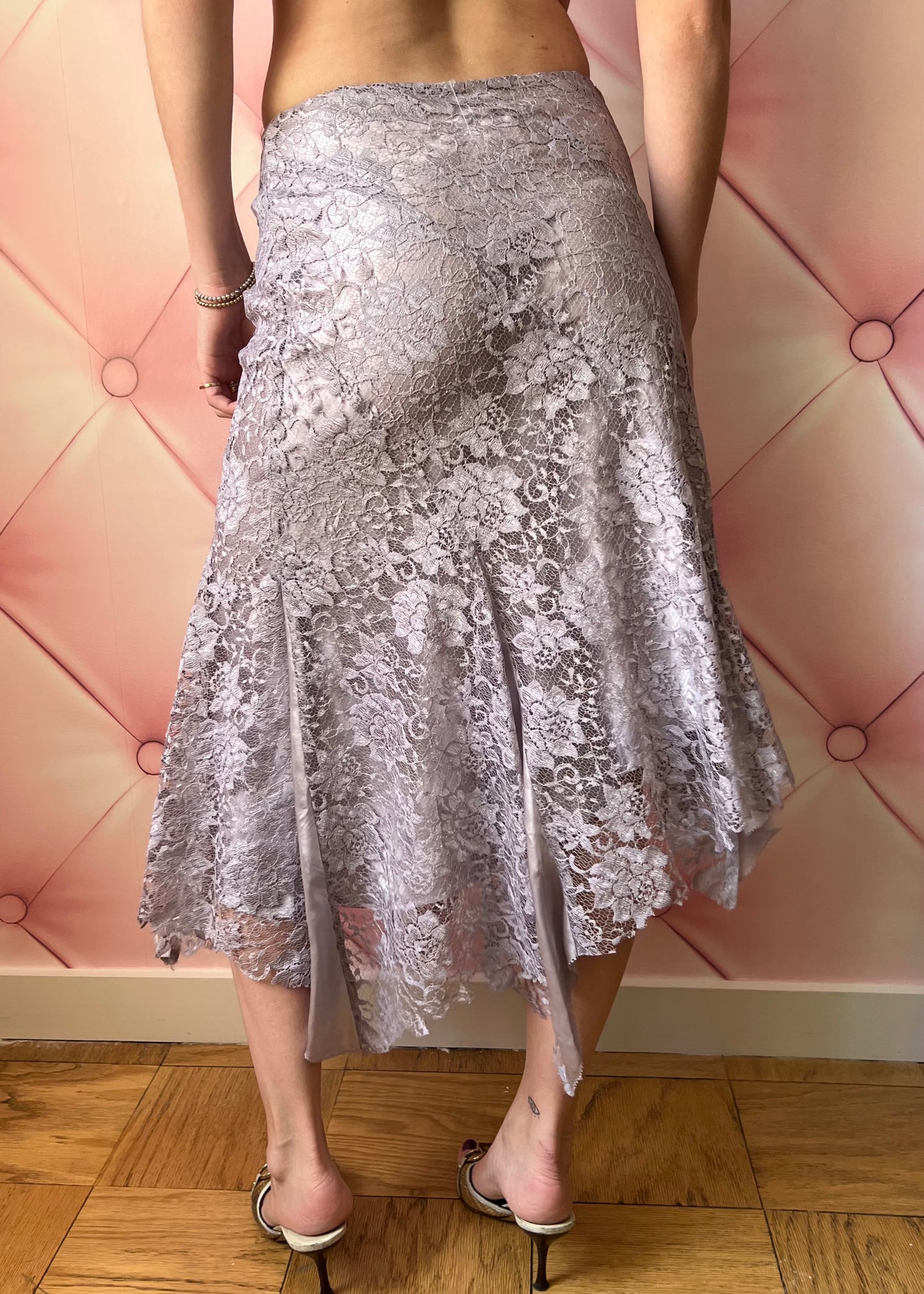 Made in France Lavender Lace & Silk Skirt