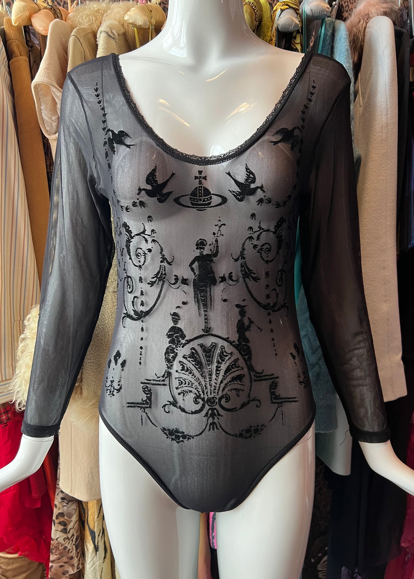 Vivienne Westwood SS1992 Boulle Print Sheer Bodysuit