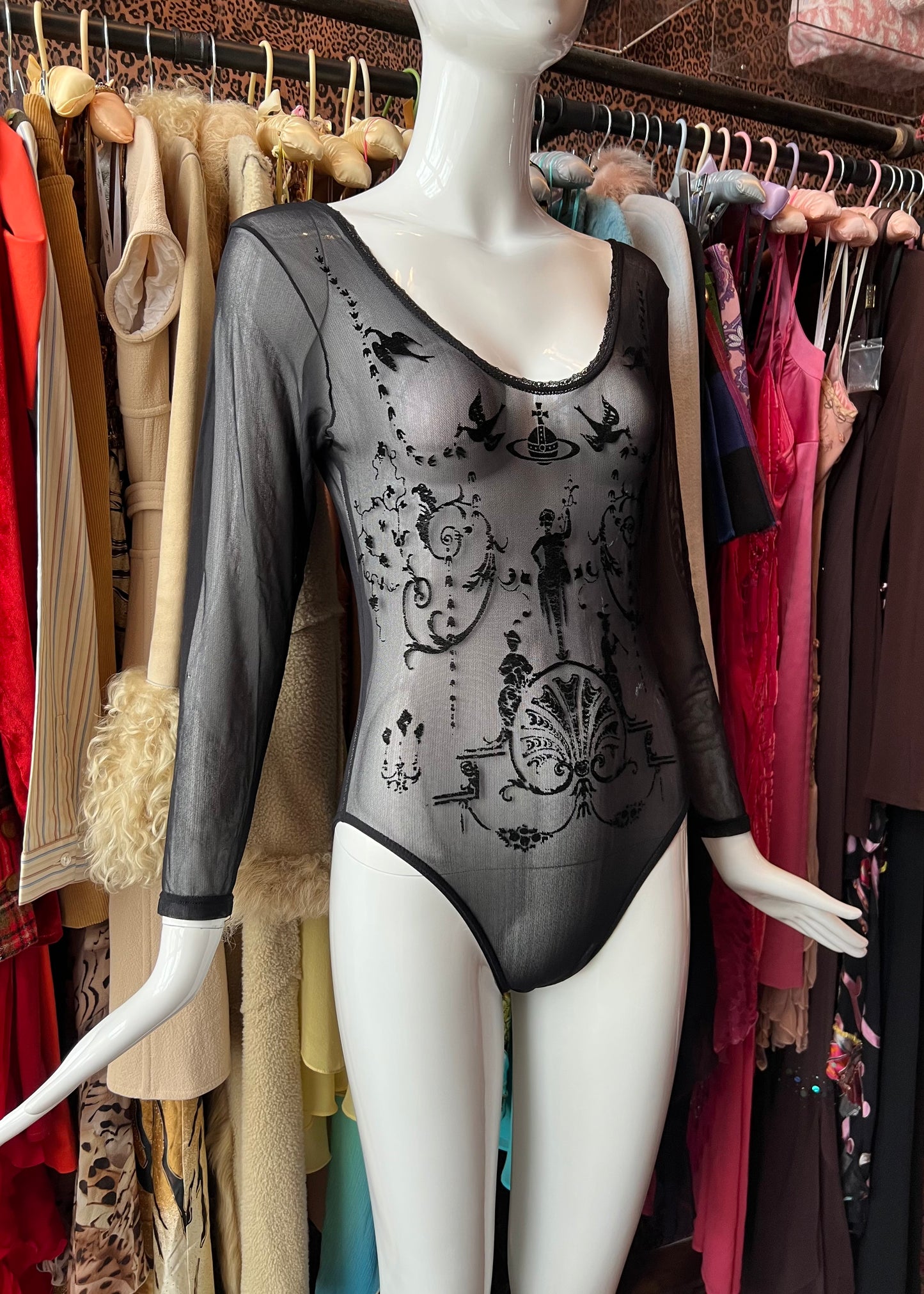 Vivienne Westwood SS1992 Boulle Print Sheer Bodysuit