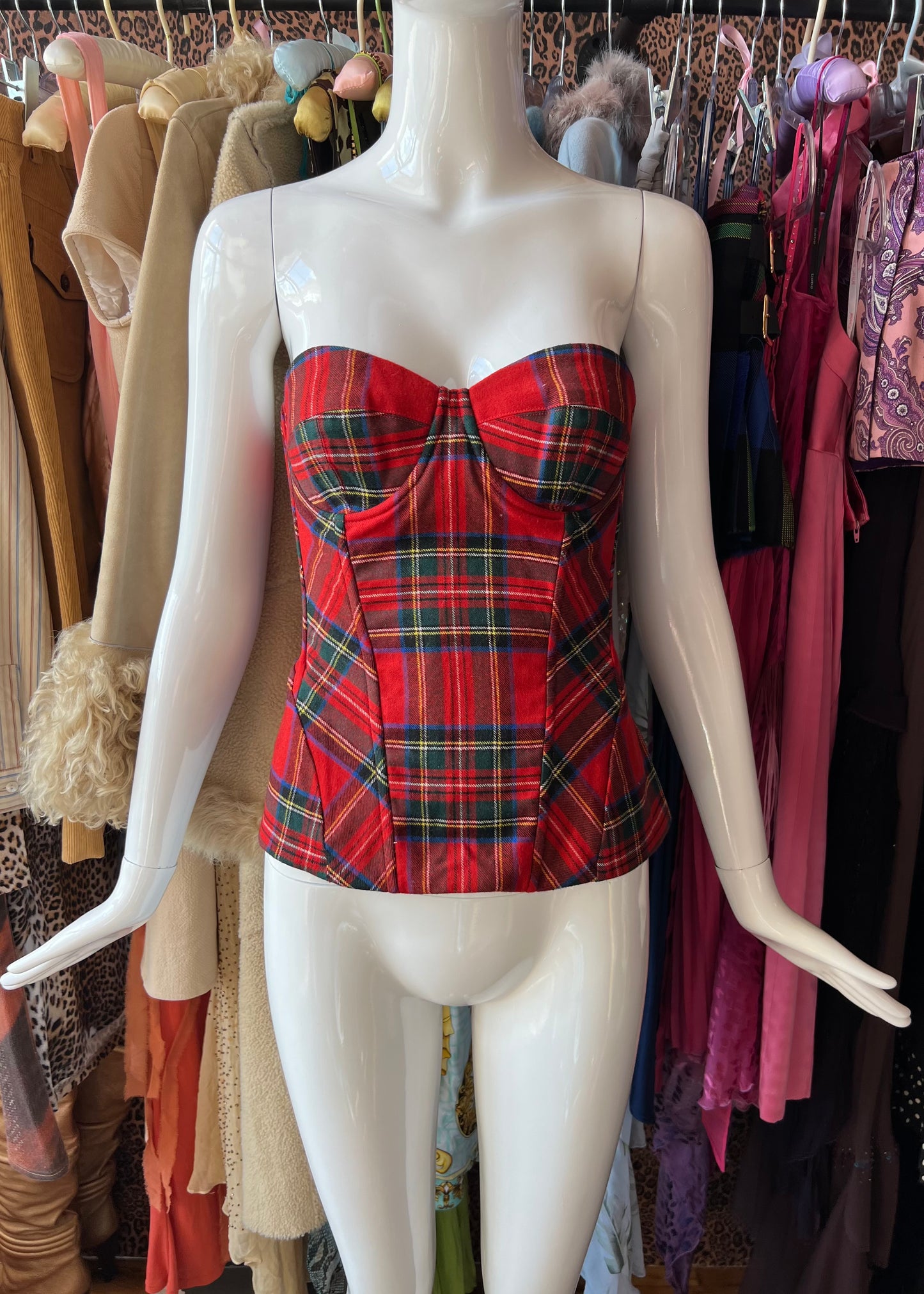 Dolce & Gabbana Red Plaid Corset