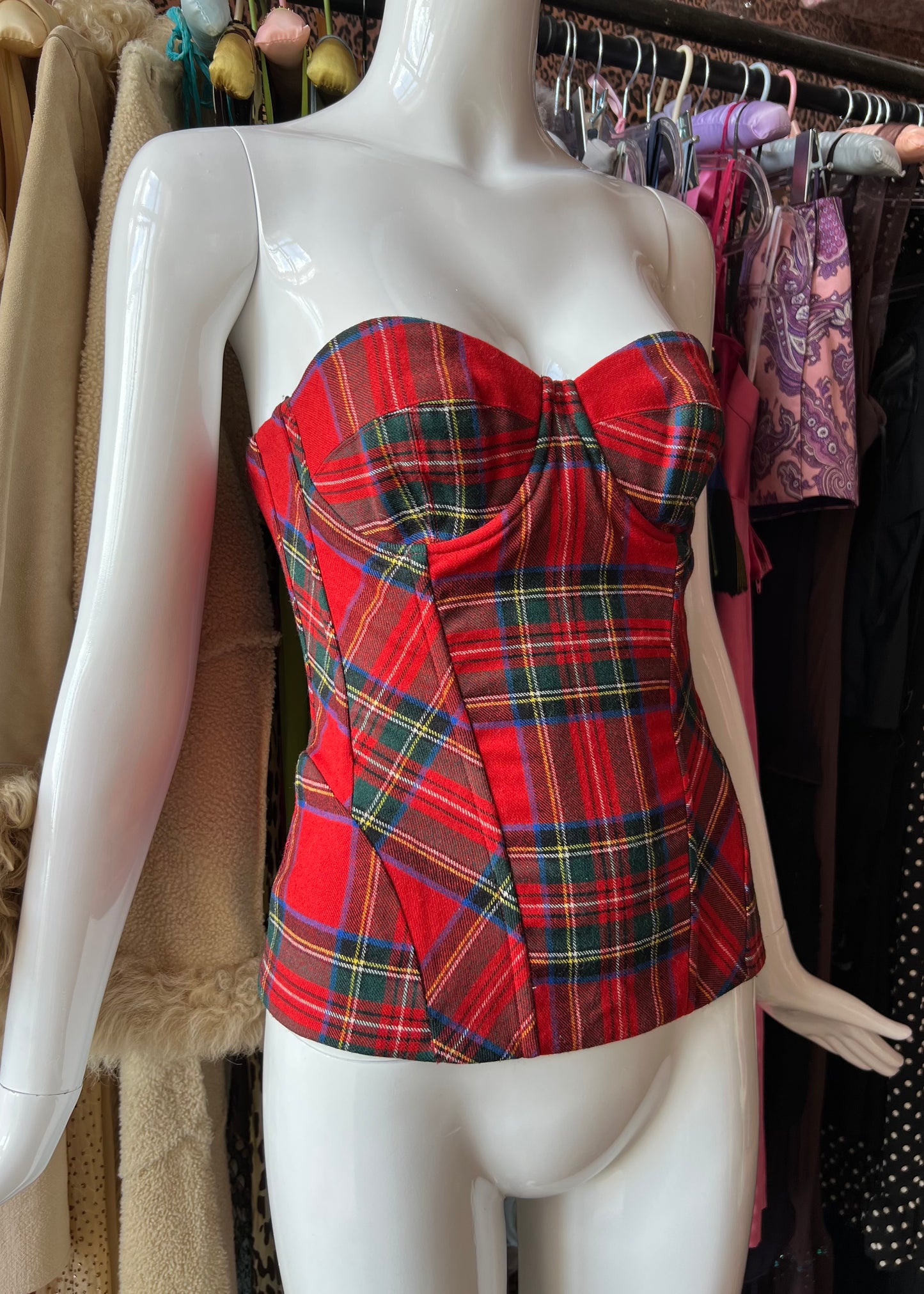 Dolce & Gabbana Red Plaid Corset