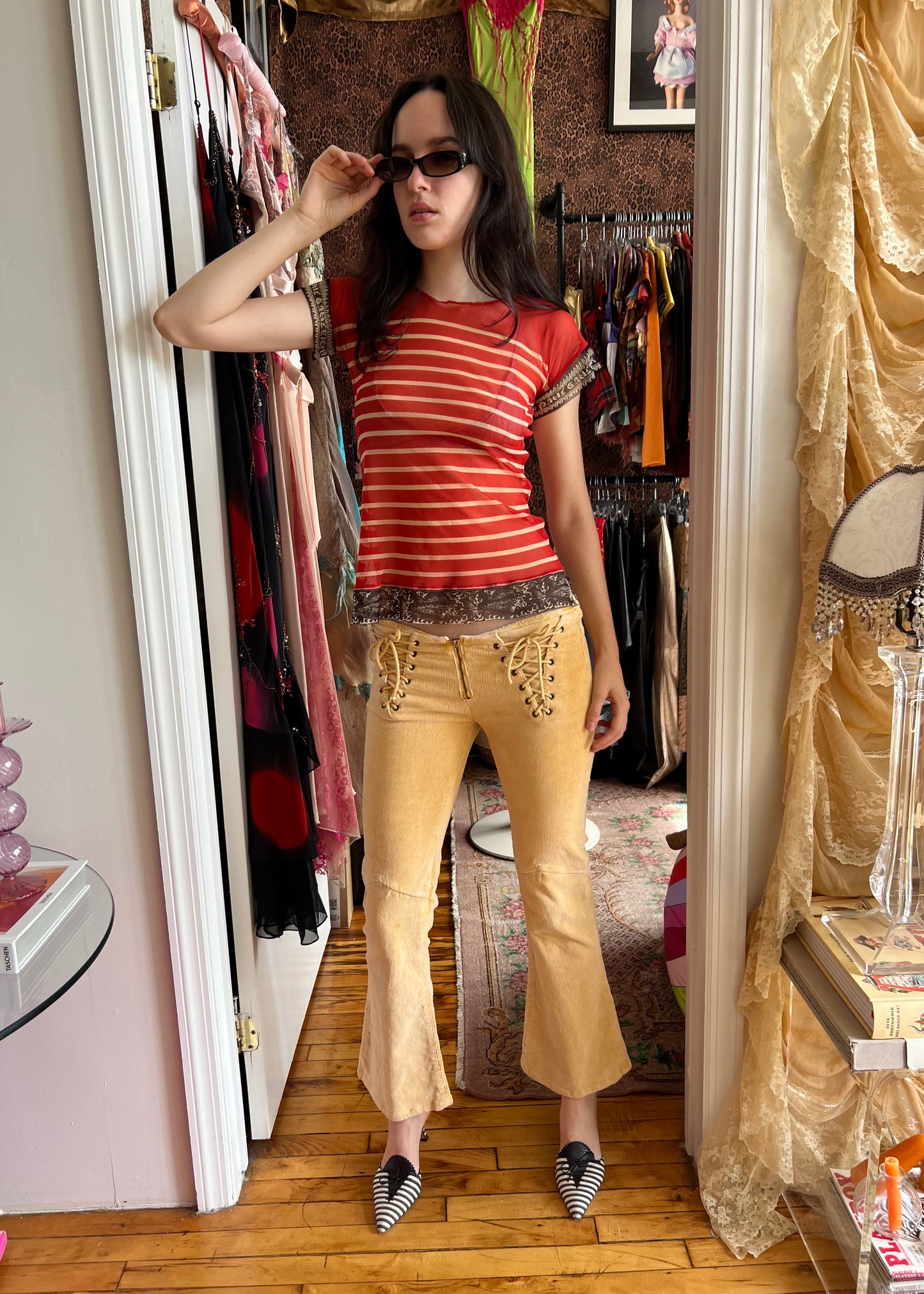 Jean-Paul Gaultier Striped Mesh Tee
