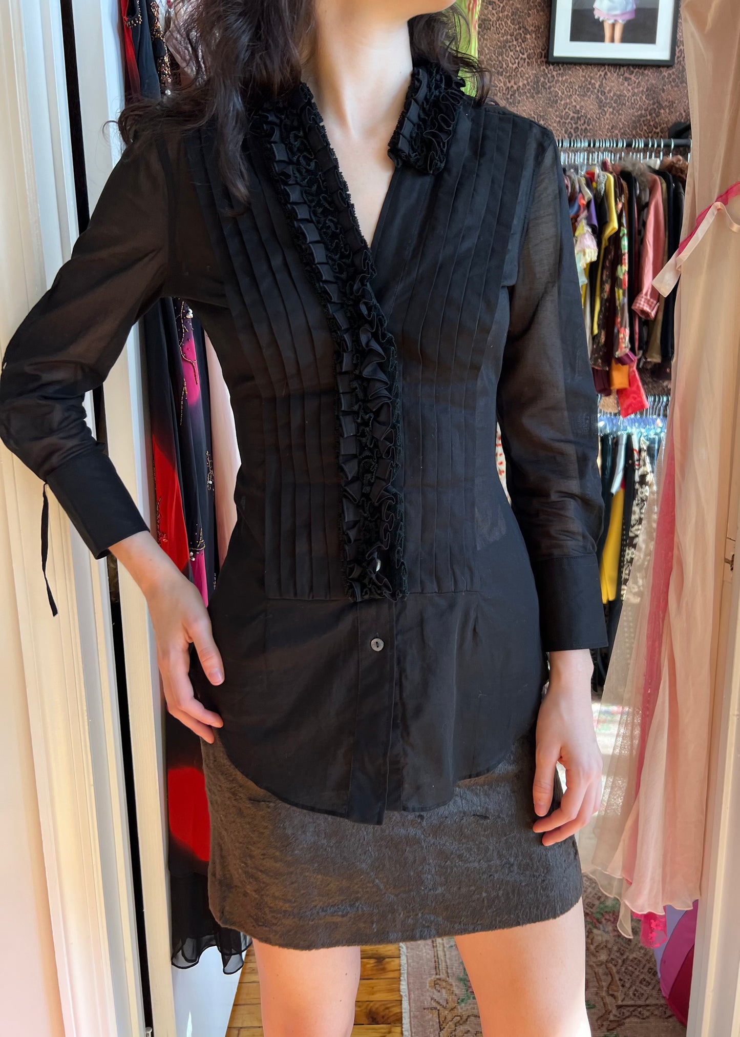 Dolce & Gabbana 90s Ruffle Tuxedo Shirt