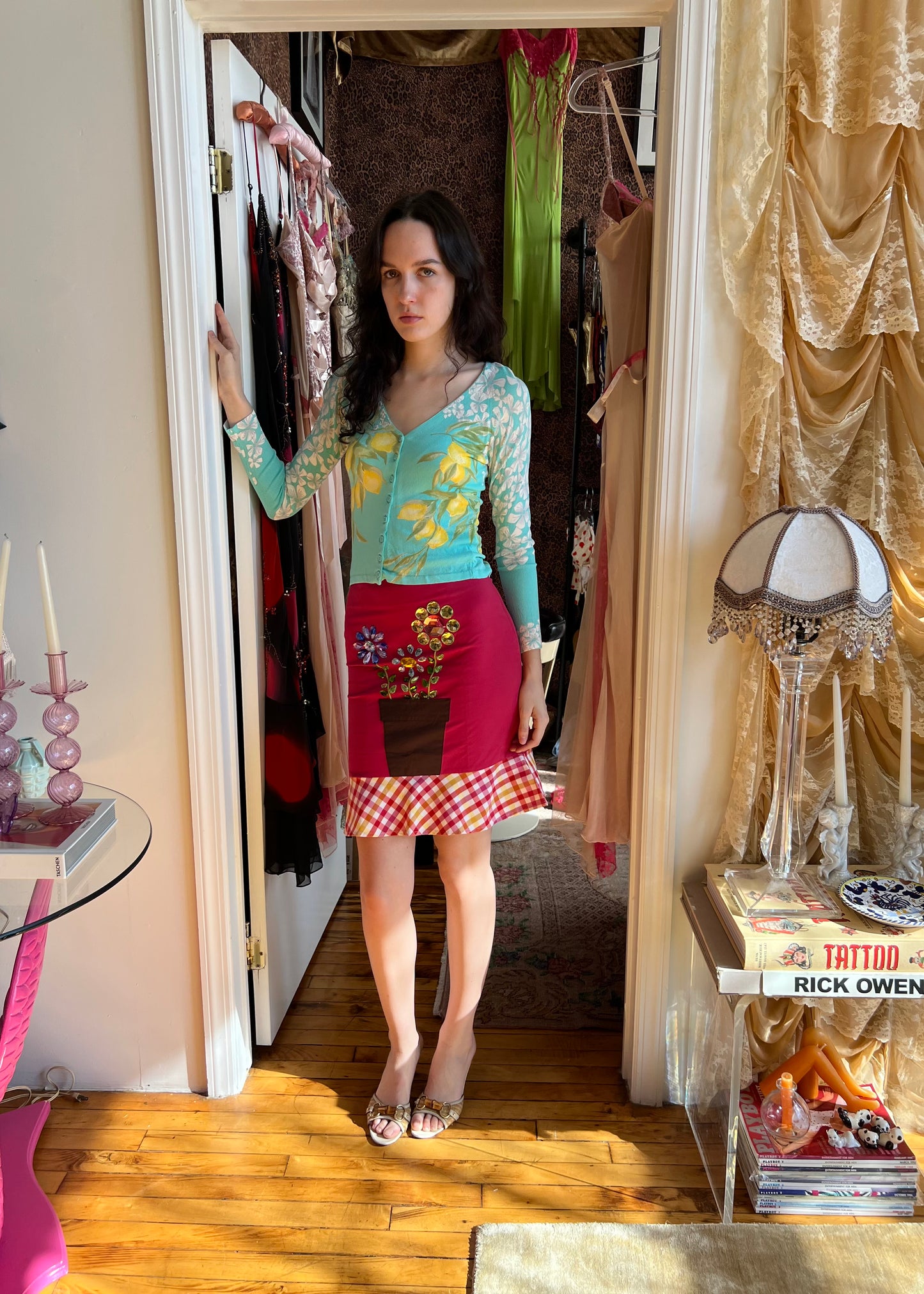 Moschino Bedazzled Flower Skirt