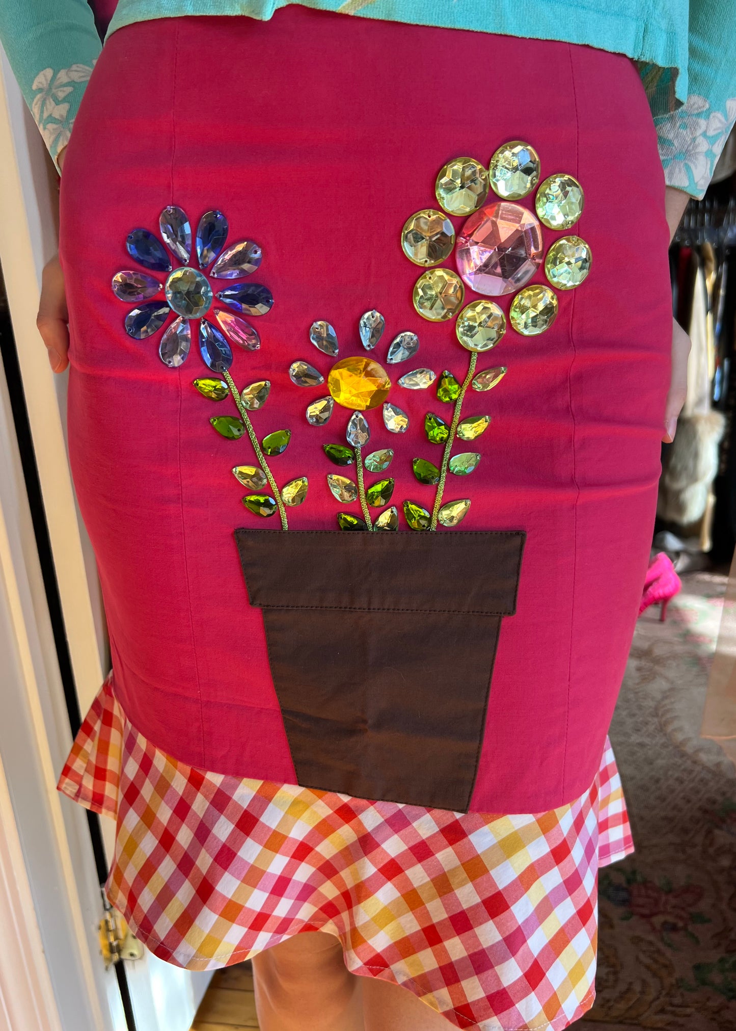 Moschino Bedazzled Flower Skirt