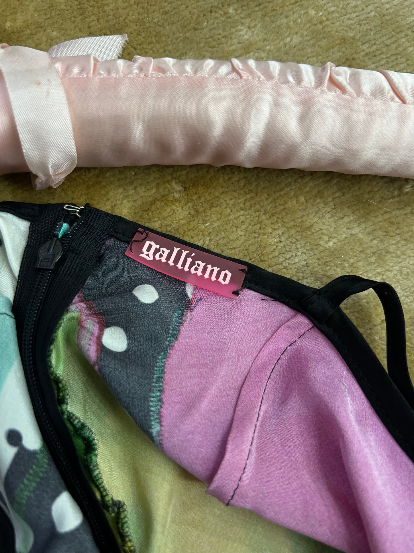 Galliano Multicolor Polka Dot Silk Dress