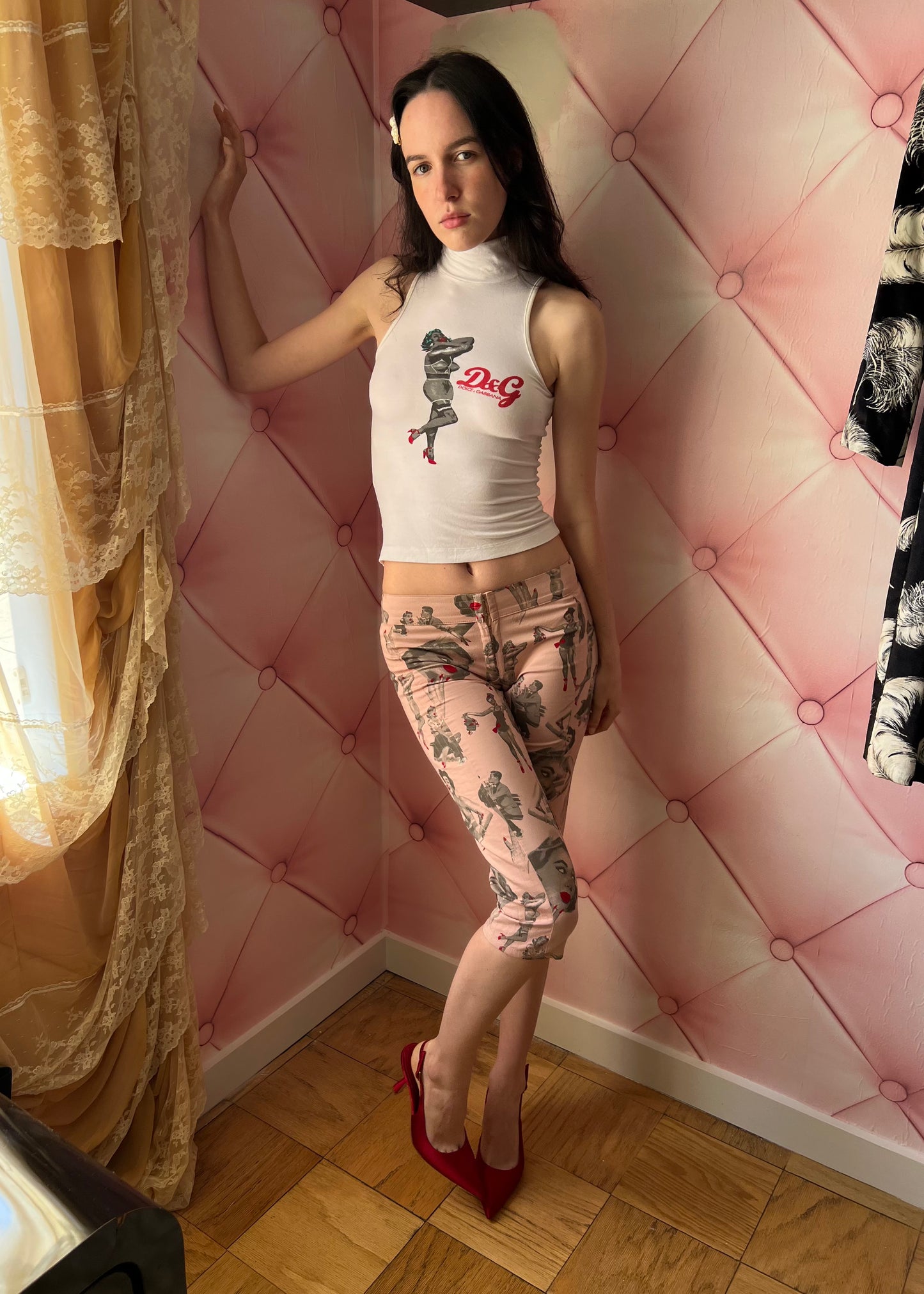 D&G SS2004 PIn-Up Turtleneck Graphic Tank