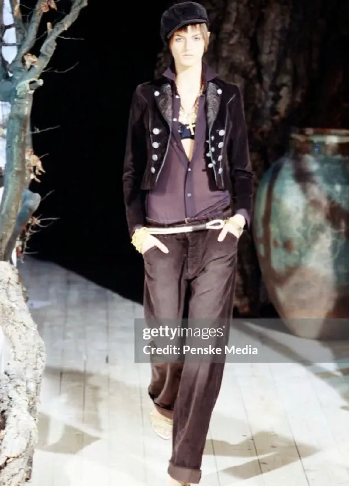 Dolce & Gabbana FW2002 Cropped Corduroy Coin Jacket & Rope Belt