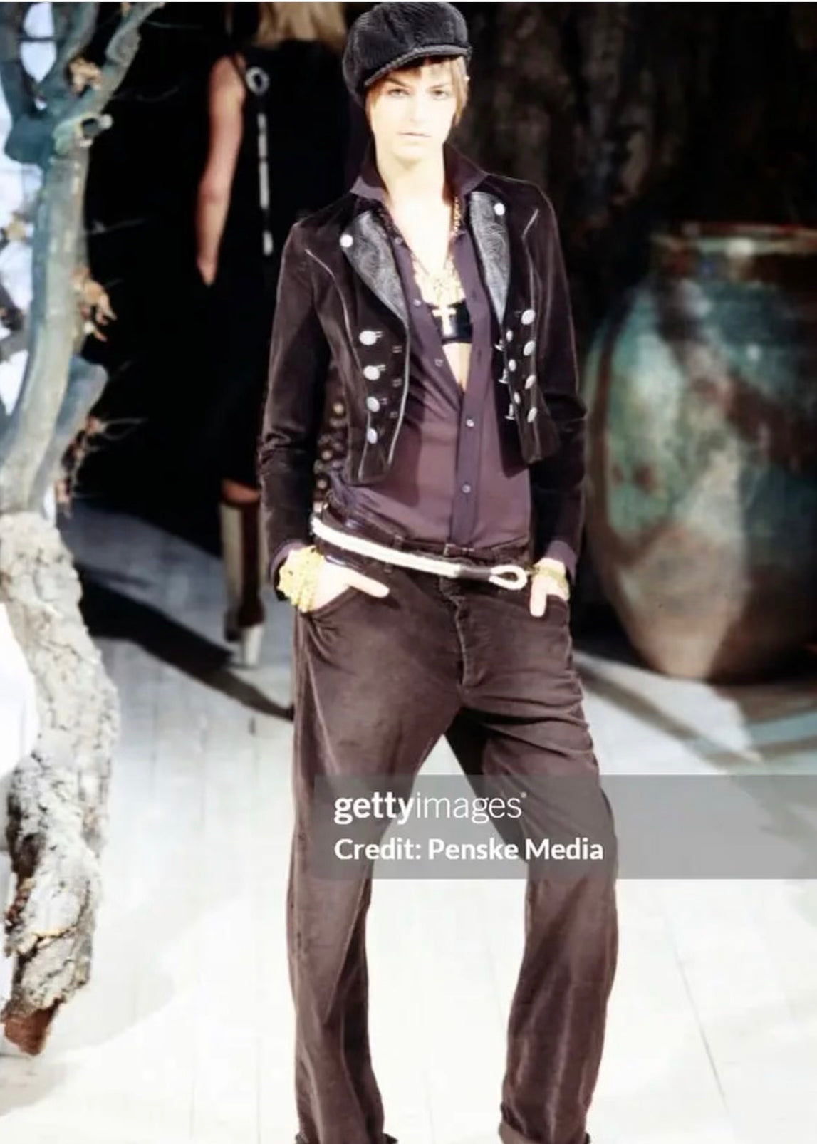 Dolce & Gabbana FW2002 Cropped Corduroy Coin Jacket & Rope Belt