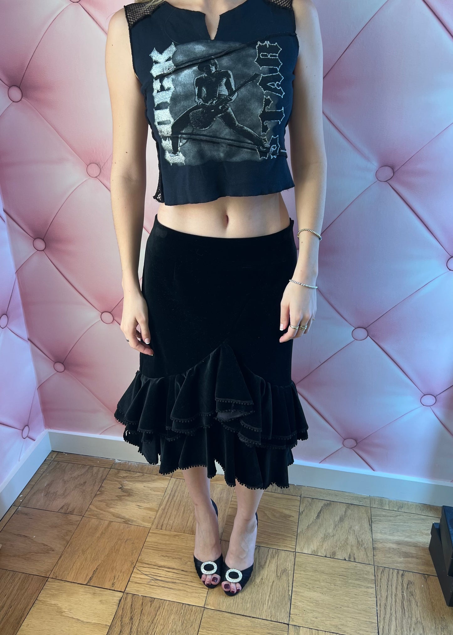 Keita Maruyama Velvet Ruffle Skirt