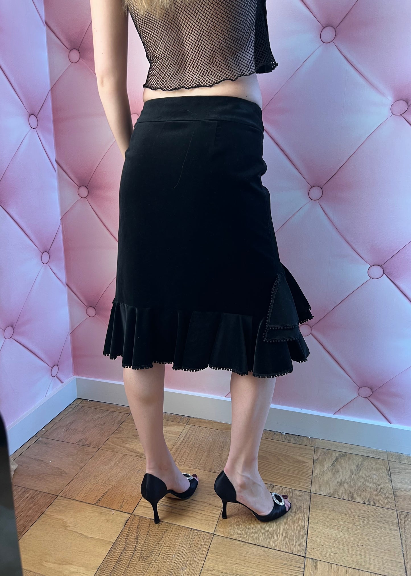 Keita Maruyama Velvet Ruffle Skirt