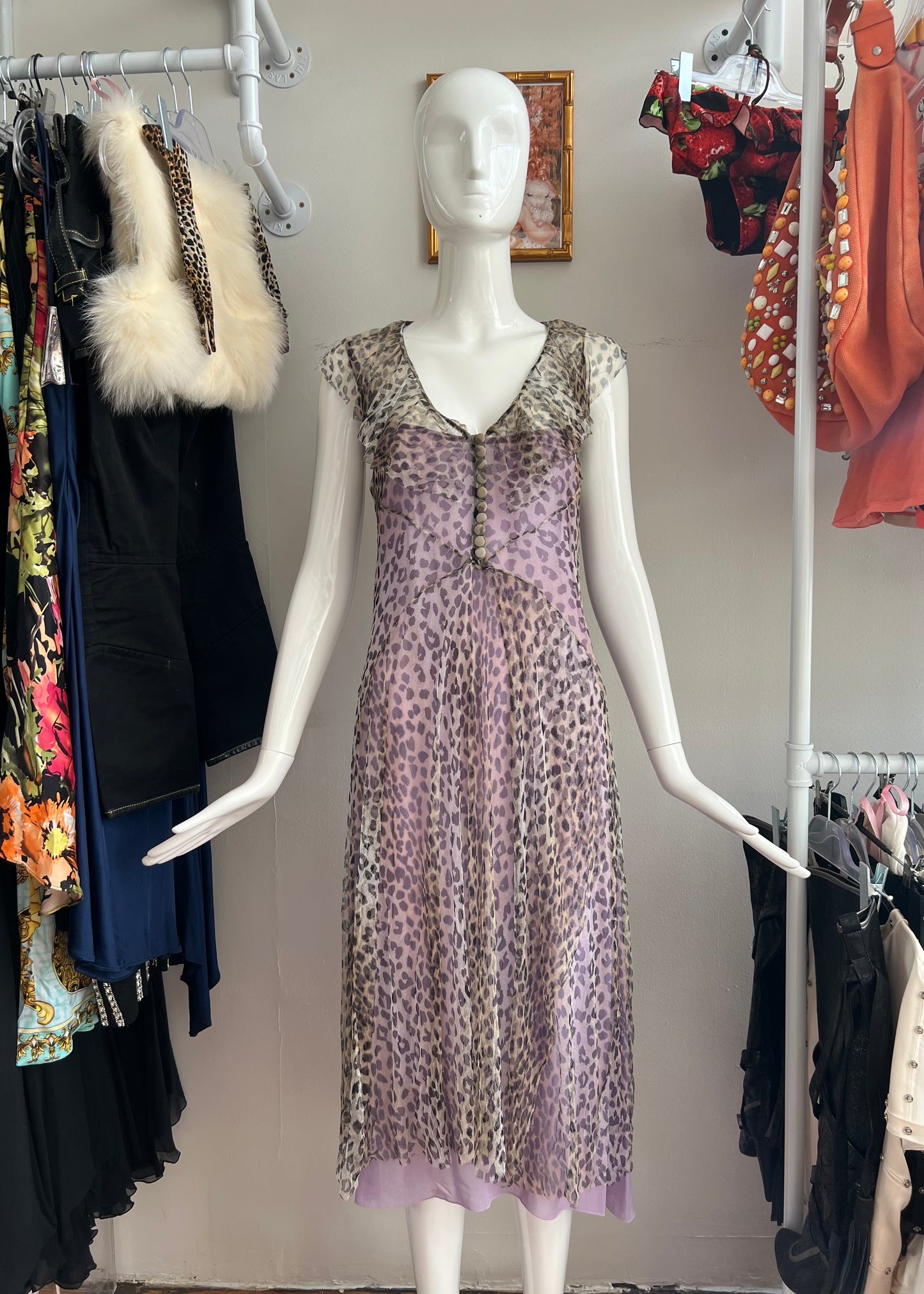 Blumarine SS1997 Mesh Printed Dress