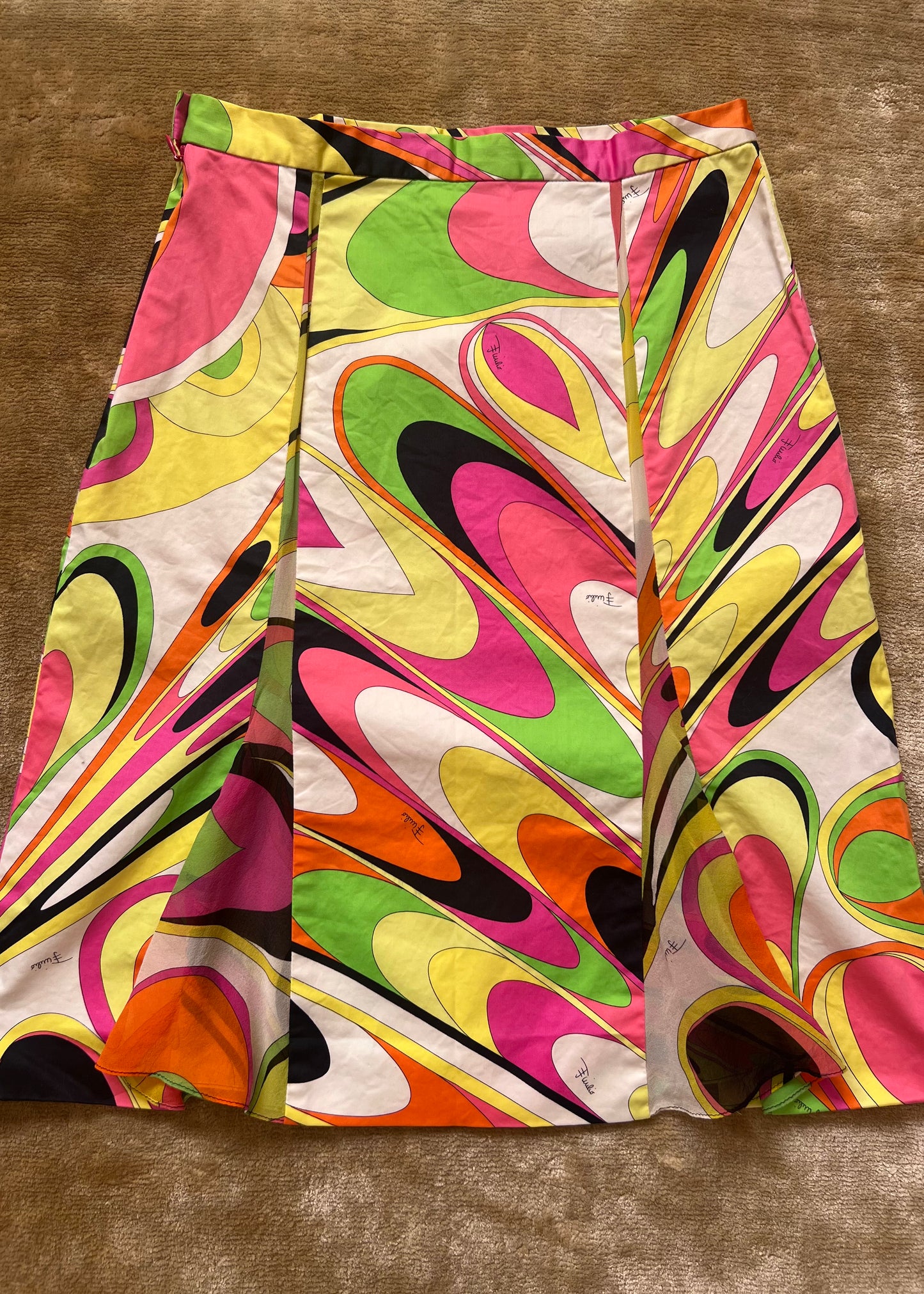 Emilio Pucci Neon Printed Silk Panel Skirt
