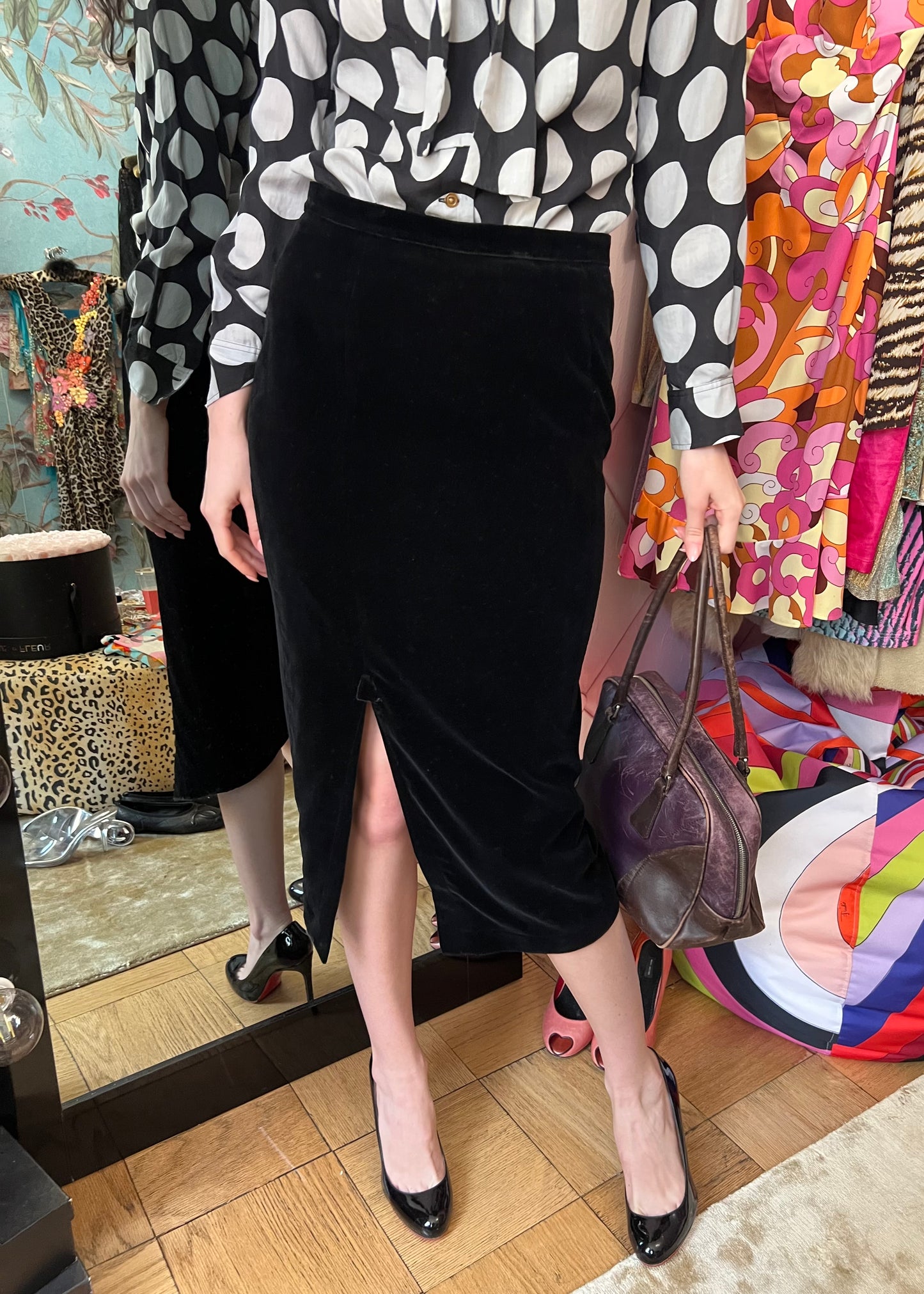 Thierry Mugler Velvet Pencil Skirt