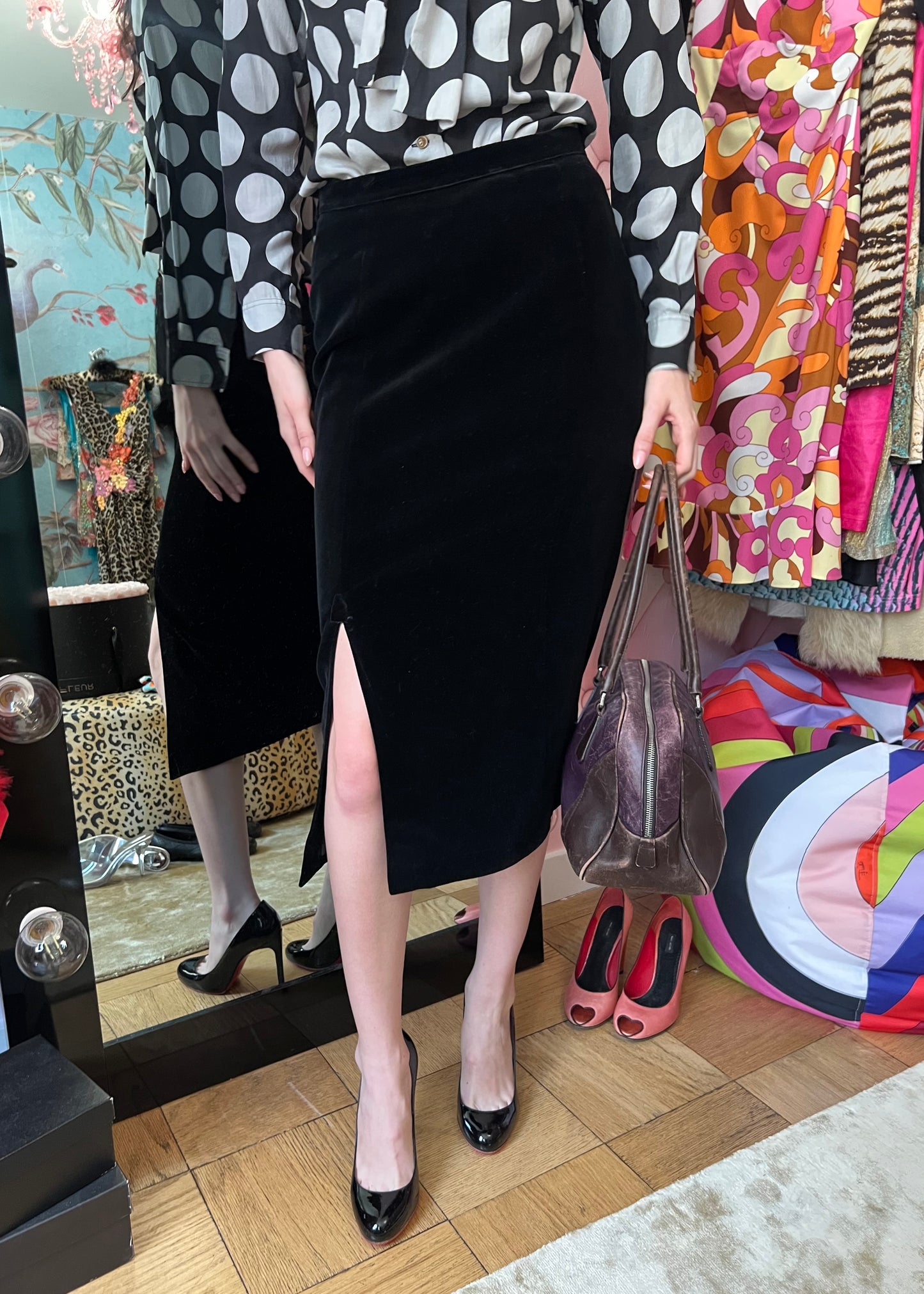 Thierry Mugler Velvet Pencil Skirt