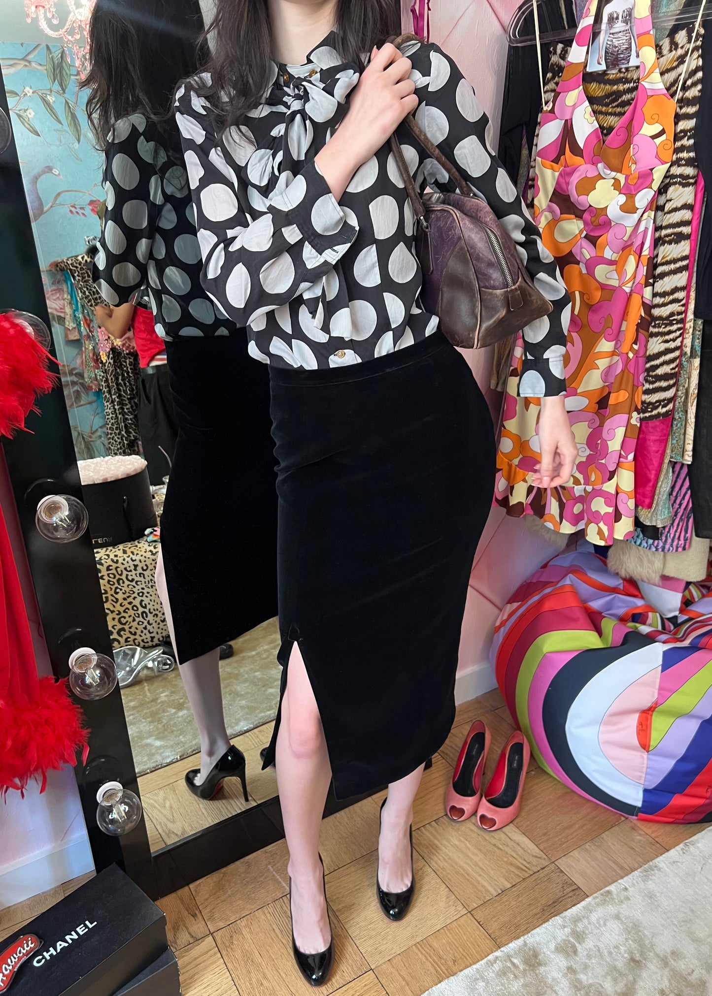 Thierry Mugler Velvet Pencil Skirt