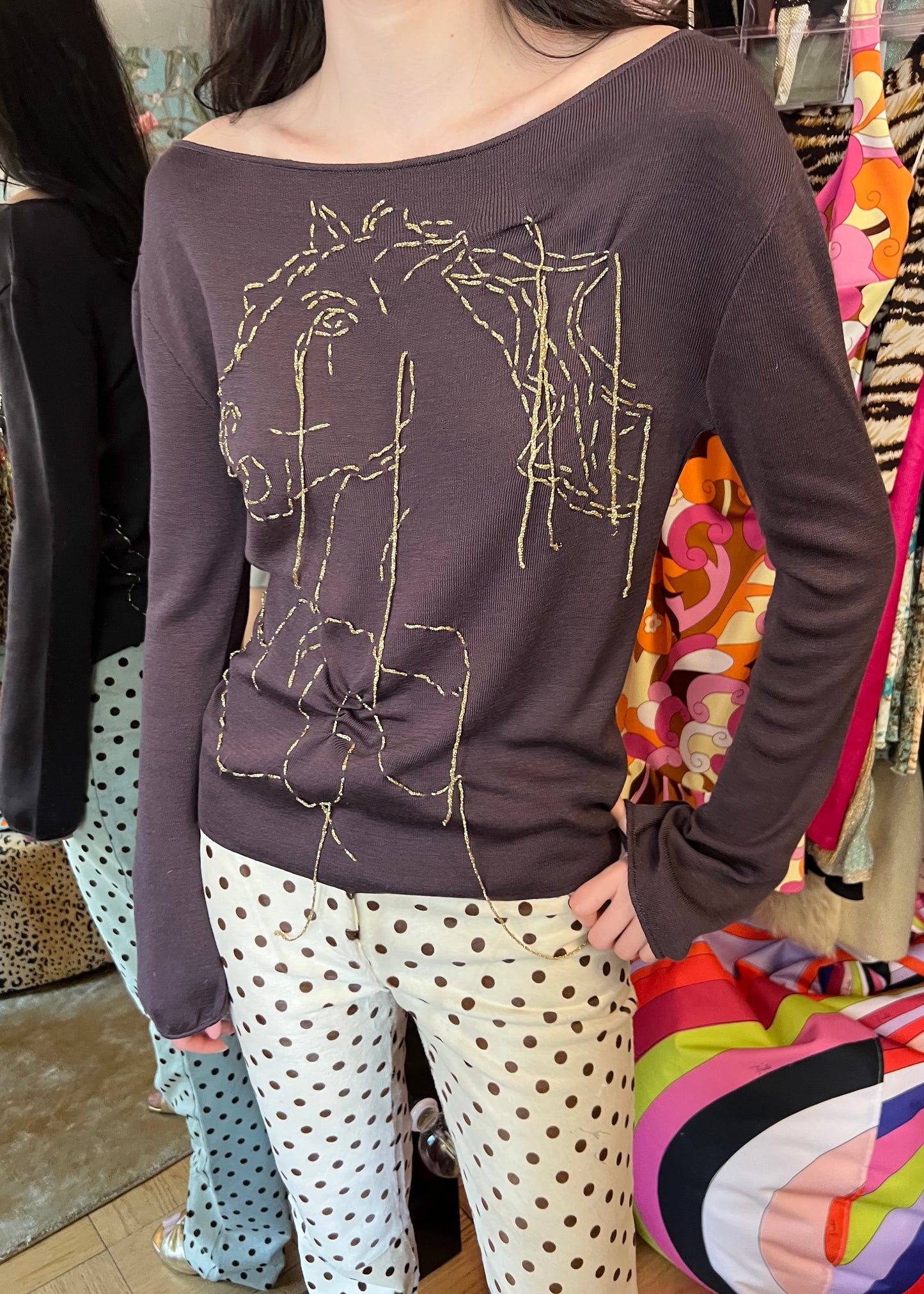 Chloe SS2001 Horse Motif Sweater