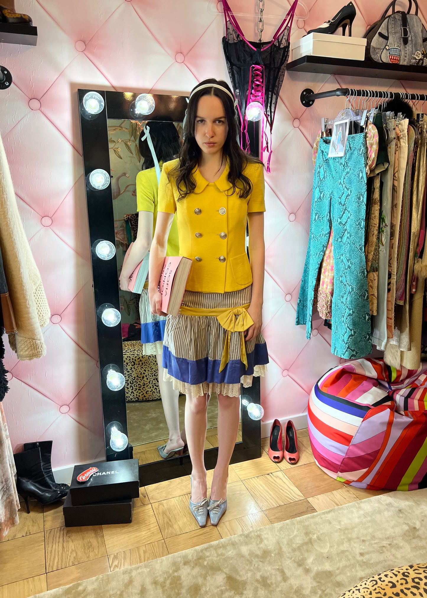Galliano Striped Bow Skirt
