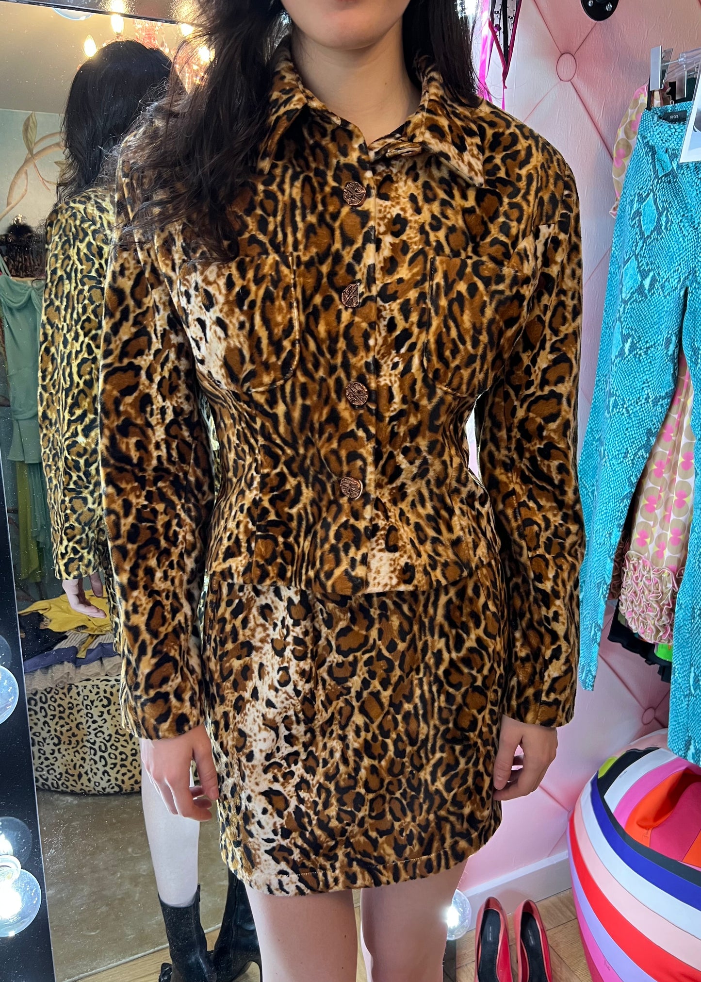 Todd Oldham Leopard Jacket & Skirt Set