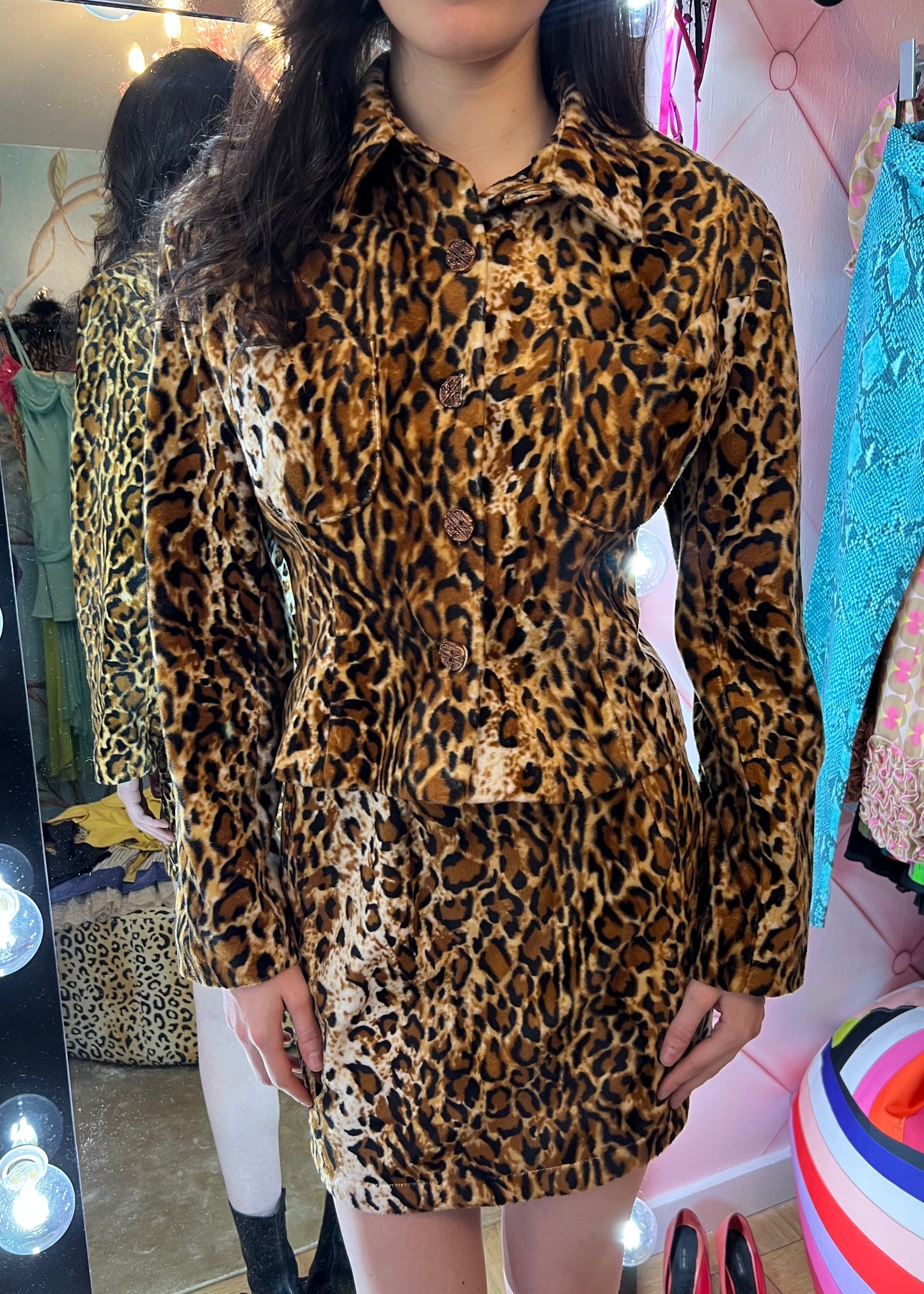 Todd Oldham Leopard Jacket & Skirt Set