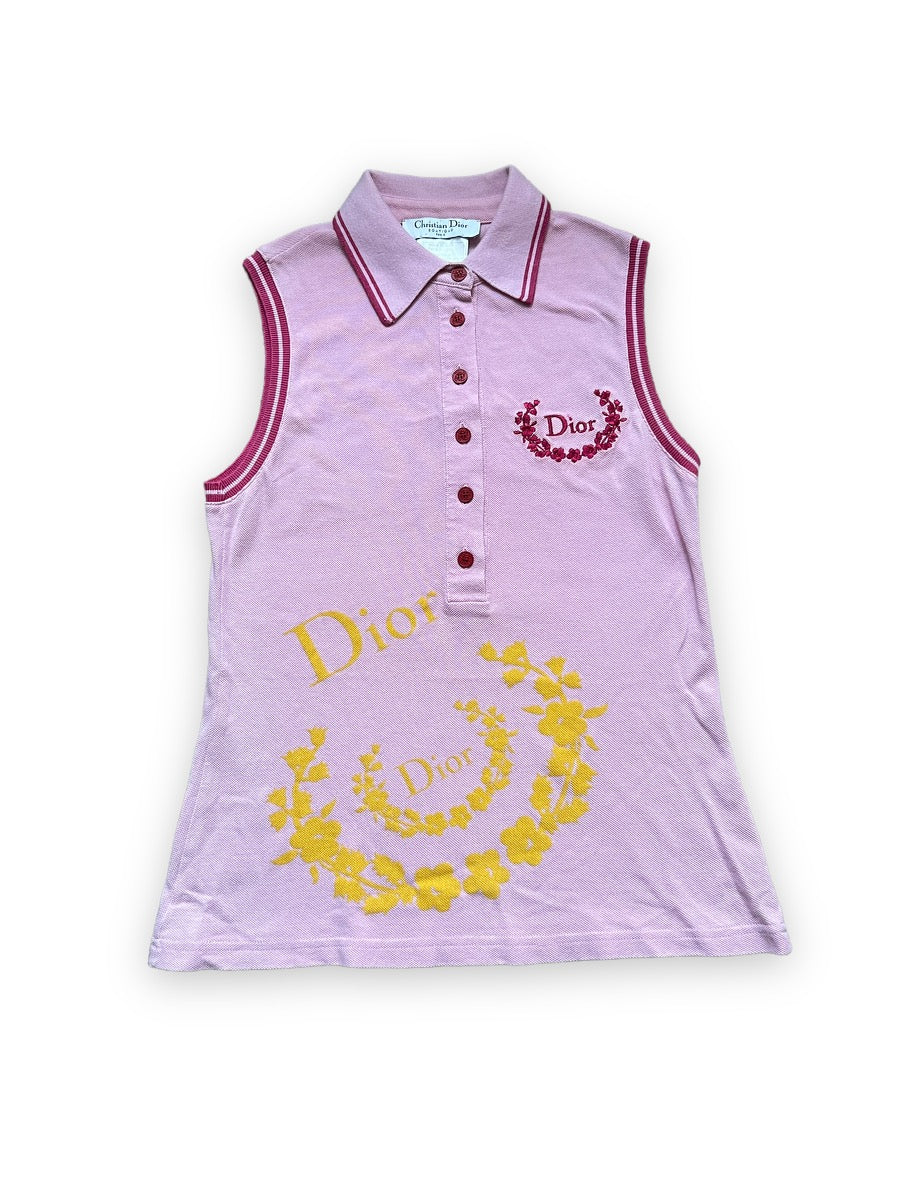Dior Light Pink Embroidered Polo Tank