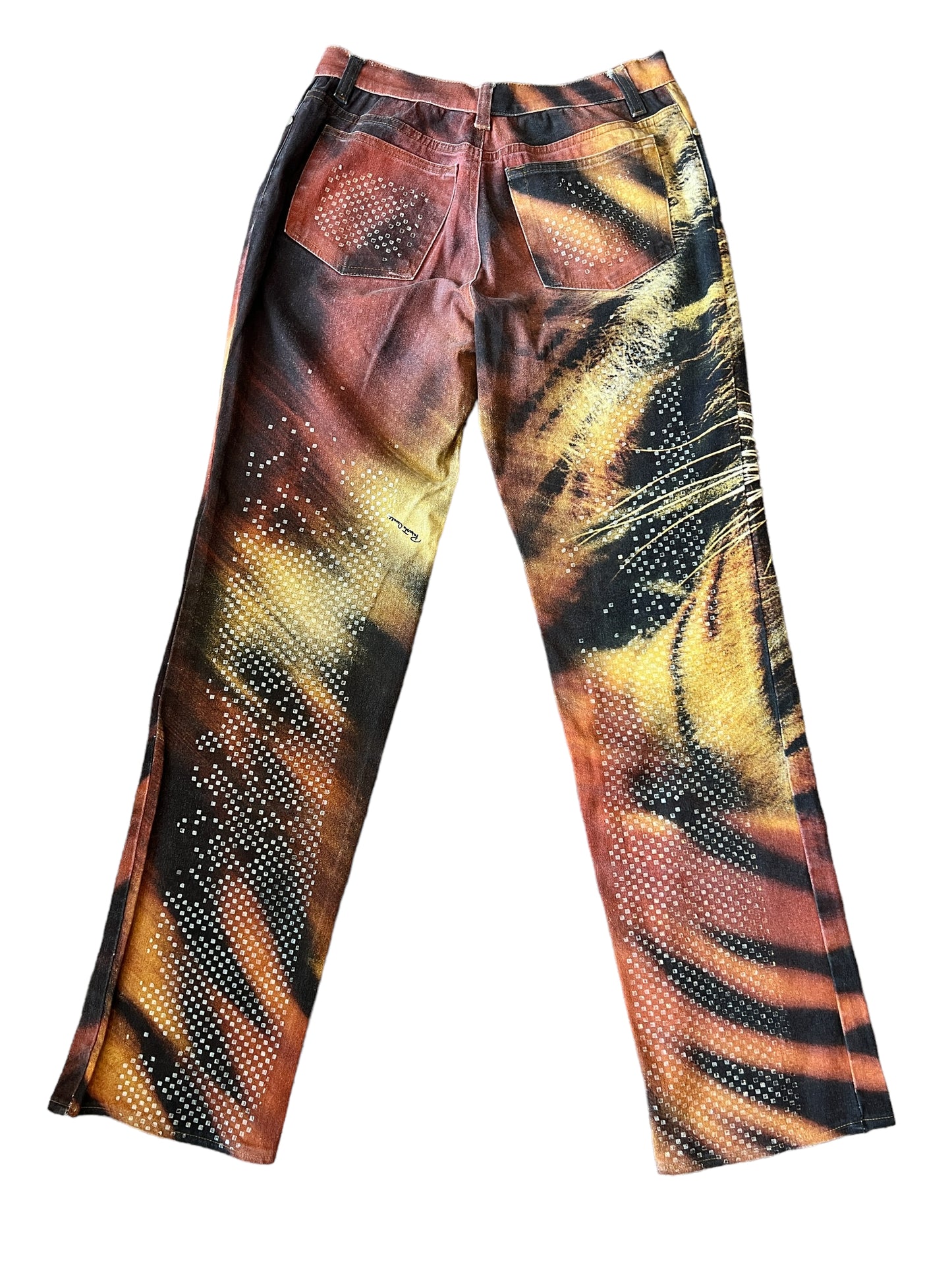 Roberto Cavalli FW2000 Tiger Print Sequined Jeans